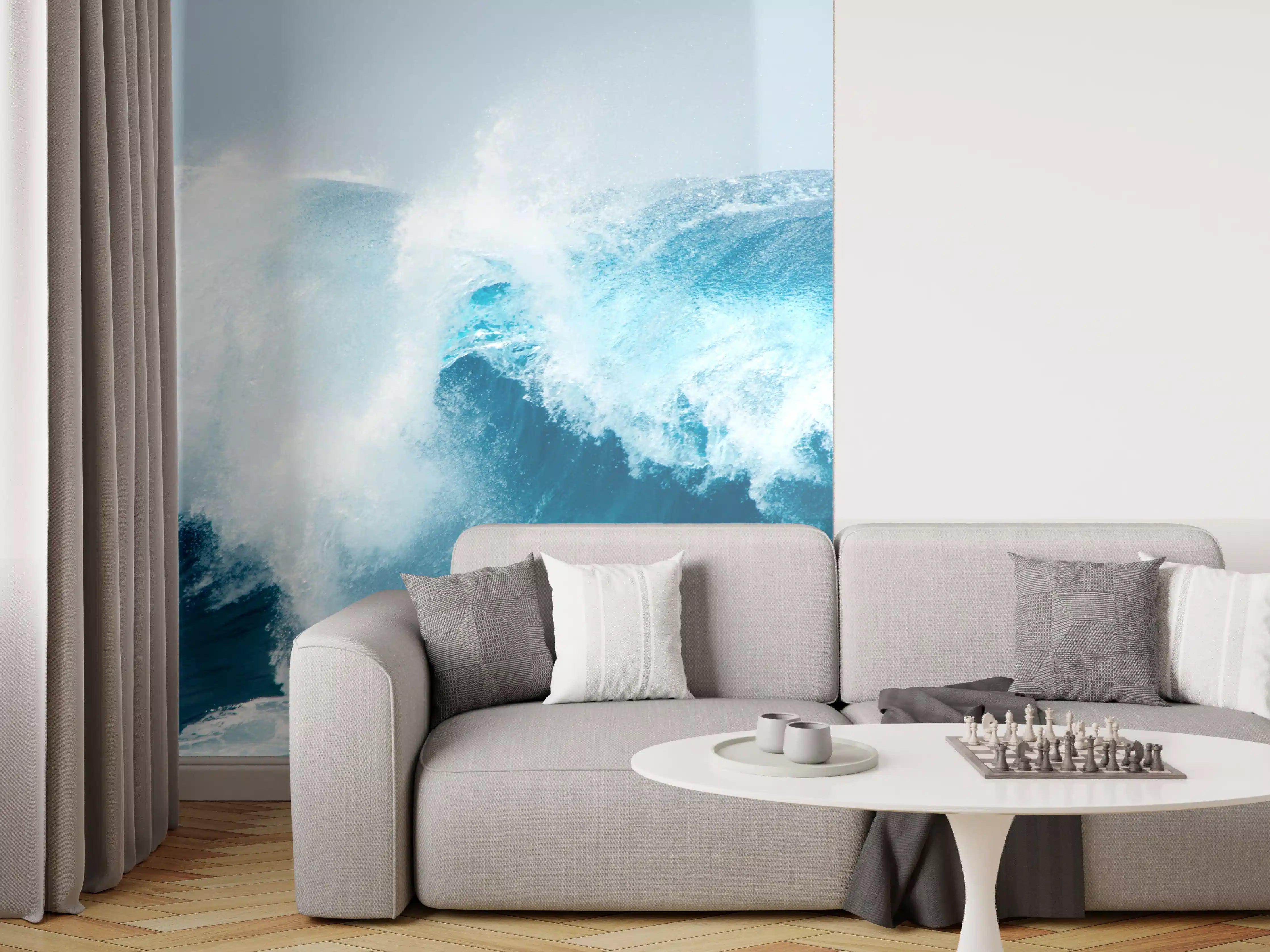 Wandverkleidung Wohnzimmer - Wellenmeer in Bewegung