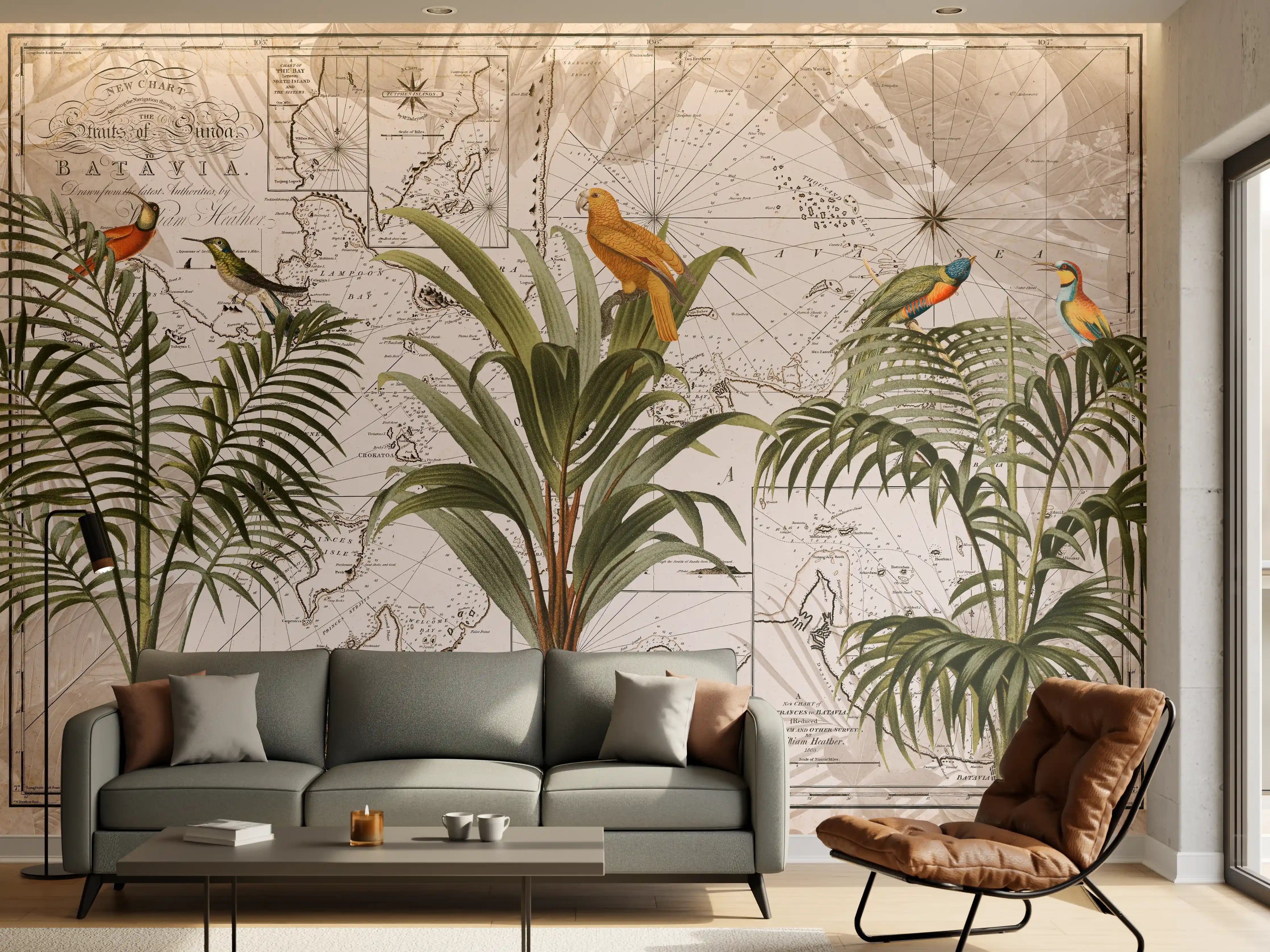 Wandverkleidung Wohnzimmer - Weltkarte - Indonesien