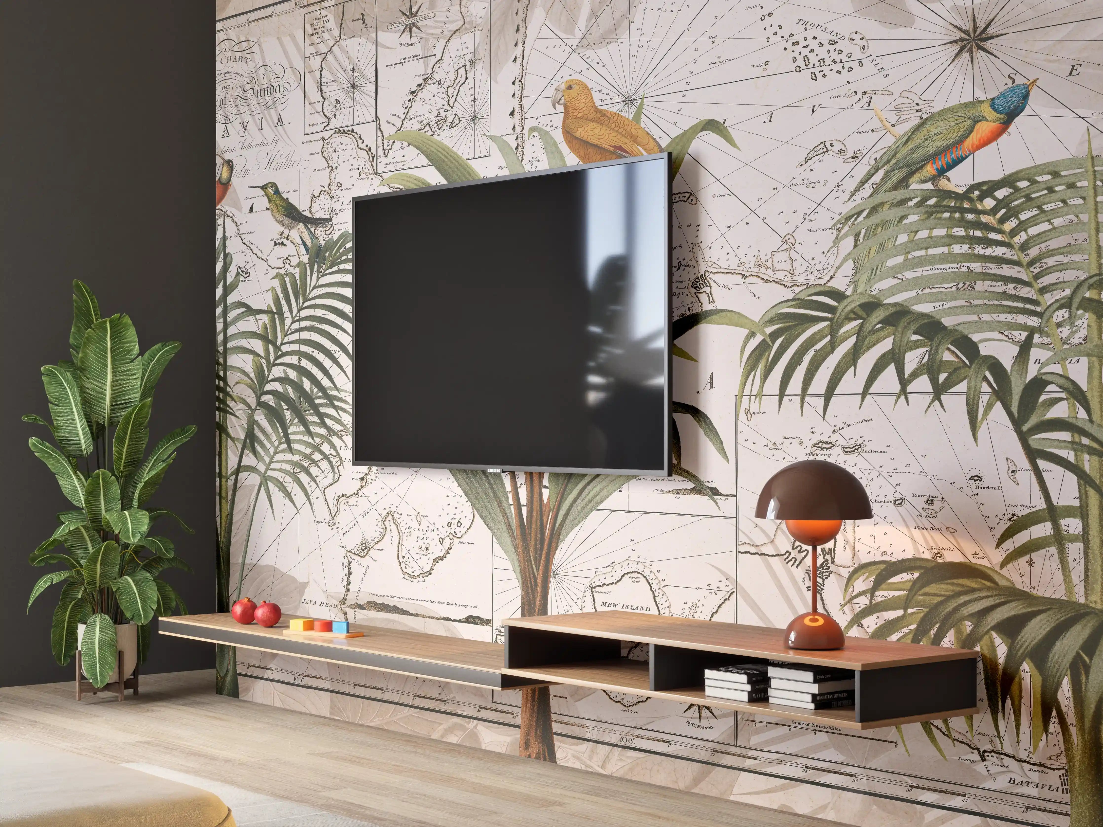Wandverkleidung Wohnzimmer - Weltkarte - Indonesien