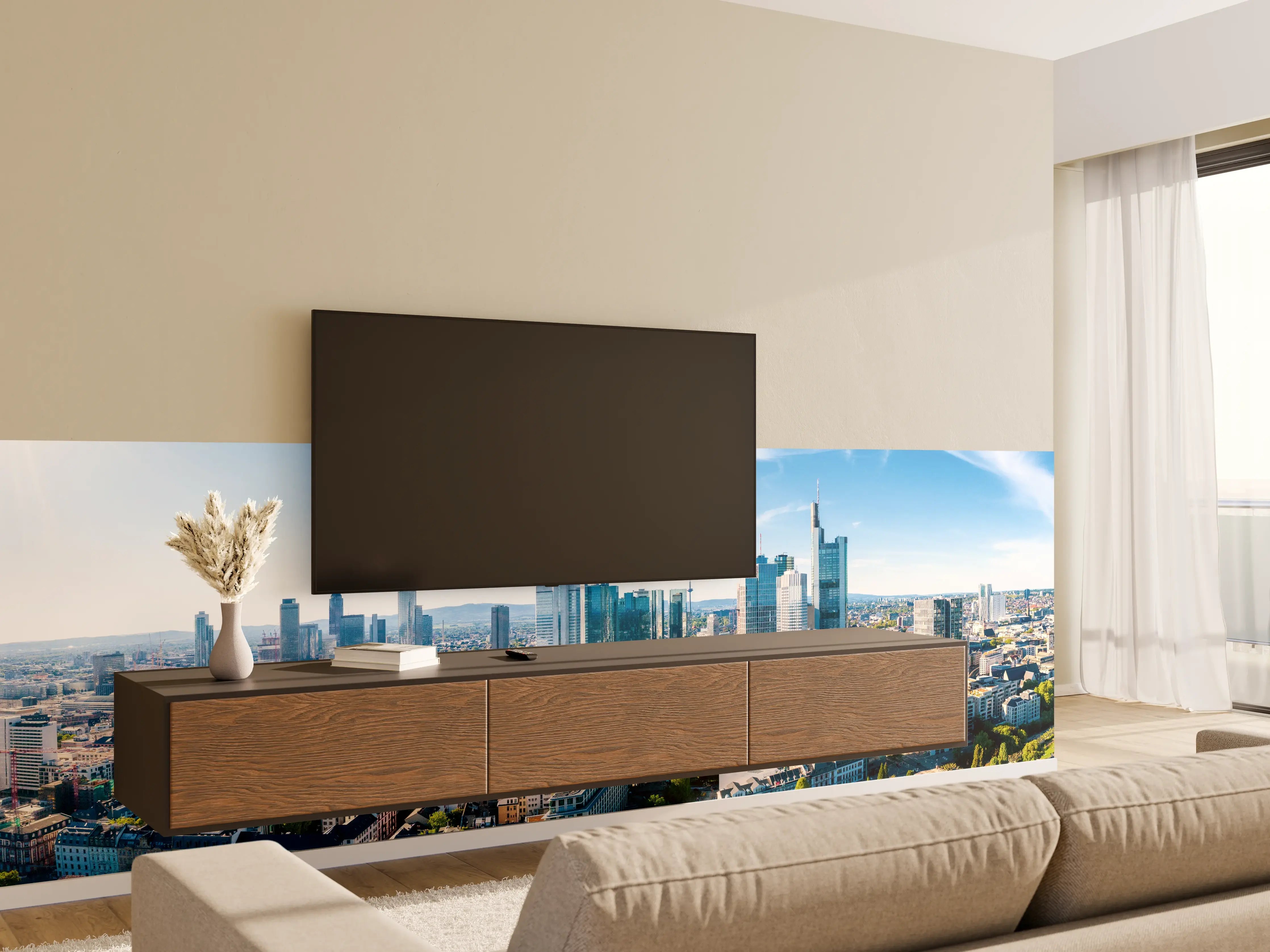 Wandverkleidung Wohnzimmer - Wolkenkratzer - Frankfurt am Main