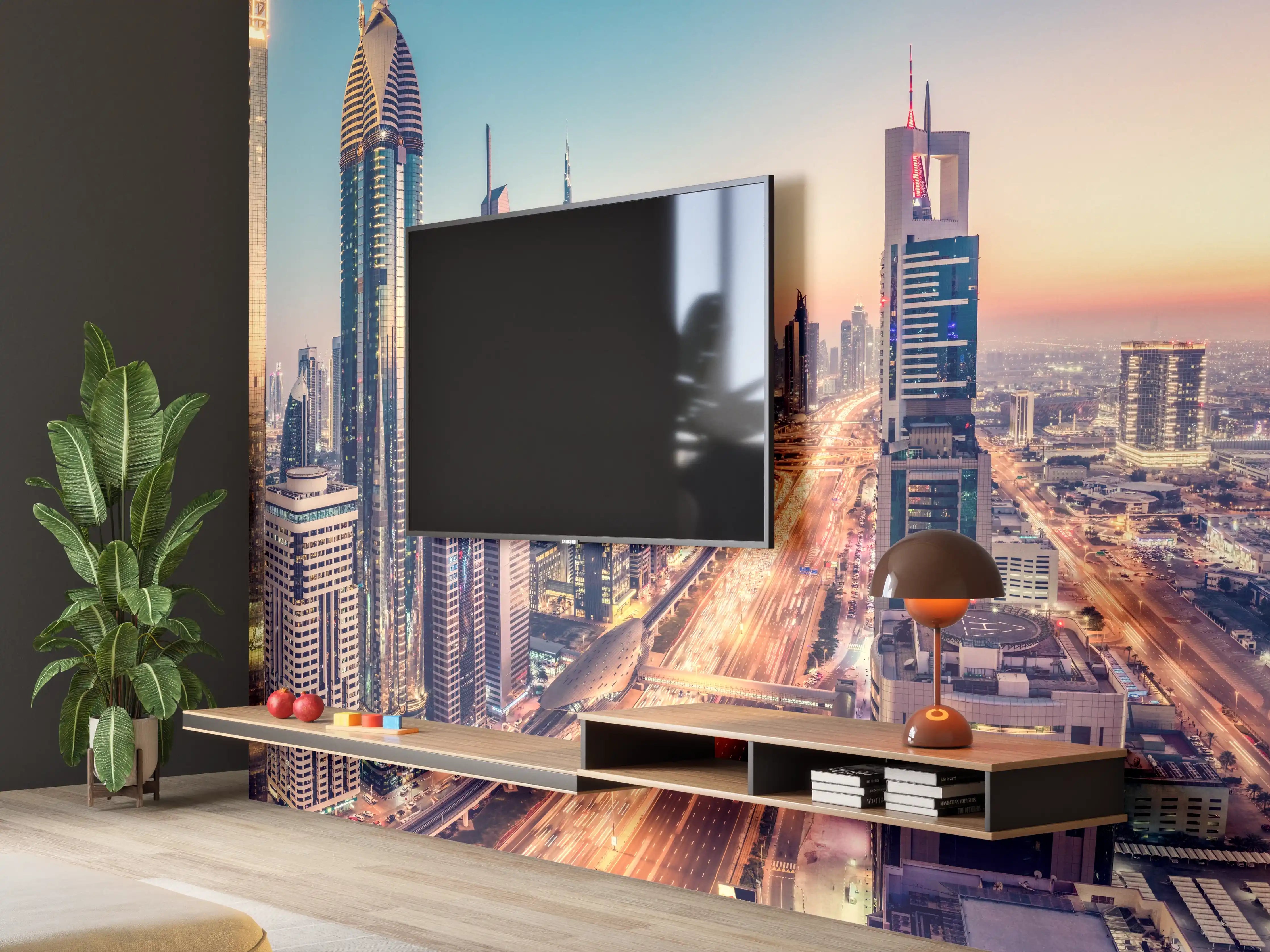 Wandverkleidung Wohnzimmer - Wolkenkratzer - Hochhäuser in der Innenstadt von Dubai