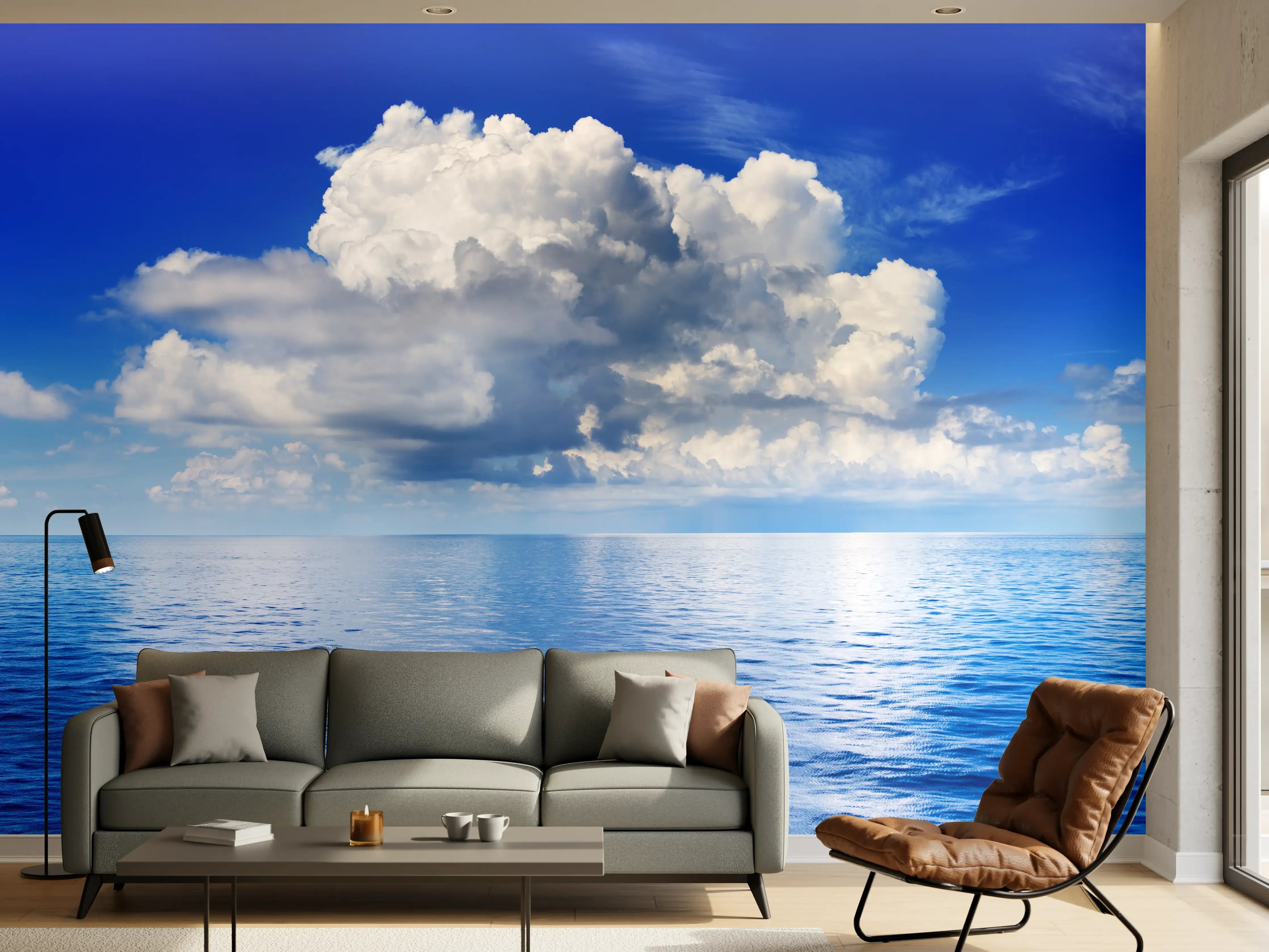 Wandverkleidung Wohnzimmer - Wolkenkulisse über dem Ozean