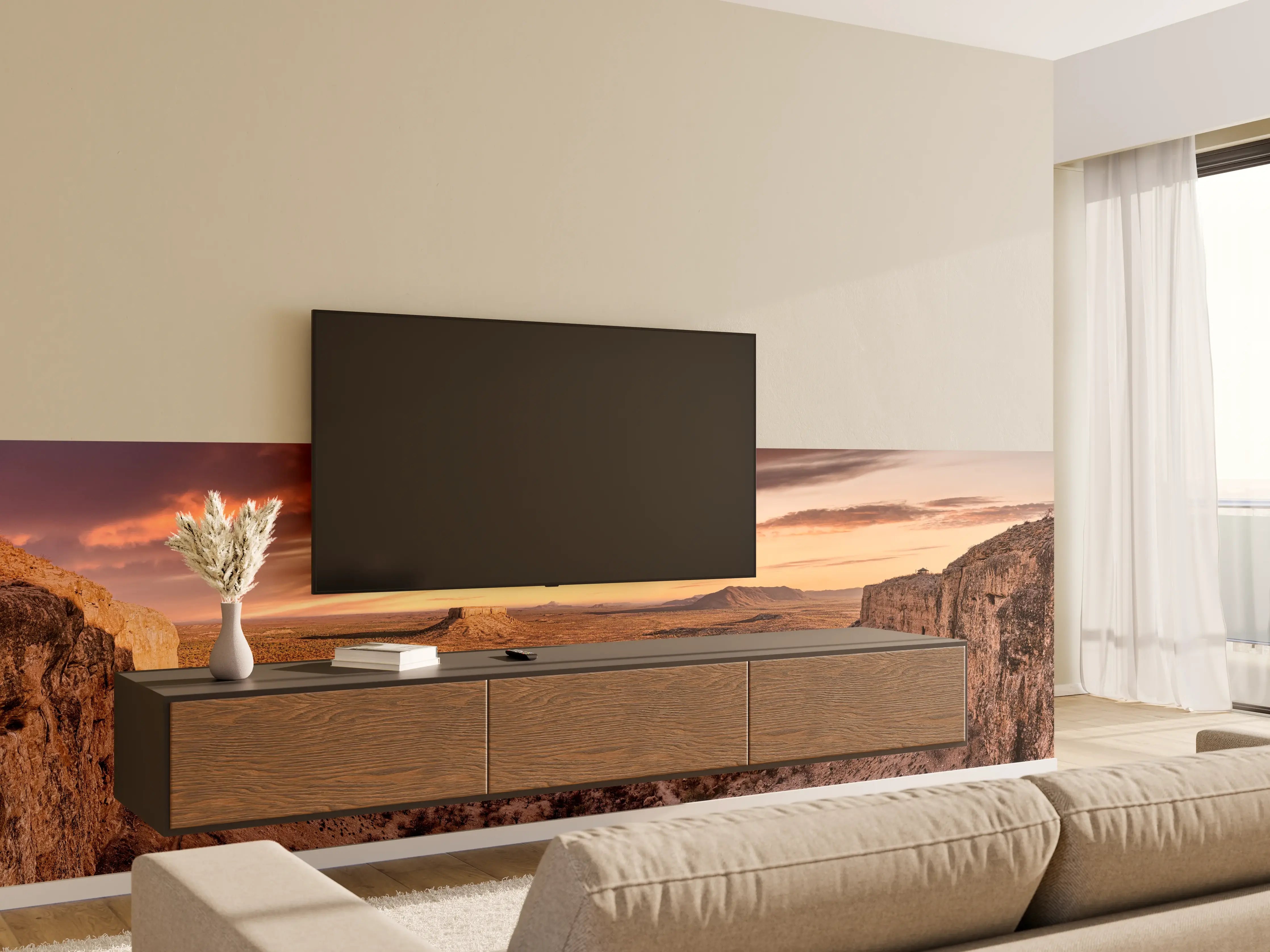 Wandverkleidung Wohnzimmer - Wüstenblick auf Vingerklip Lodge - Nambia Damaraland