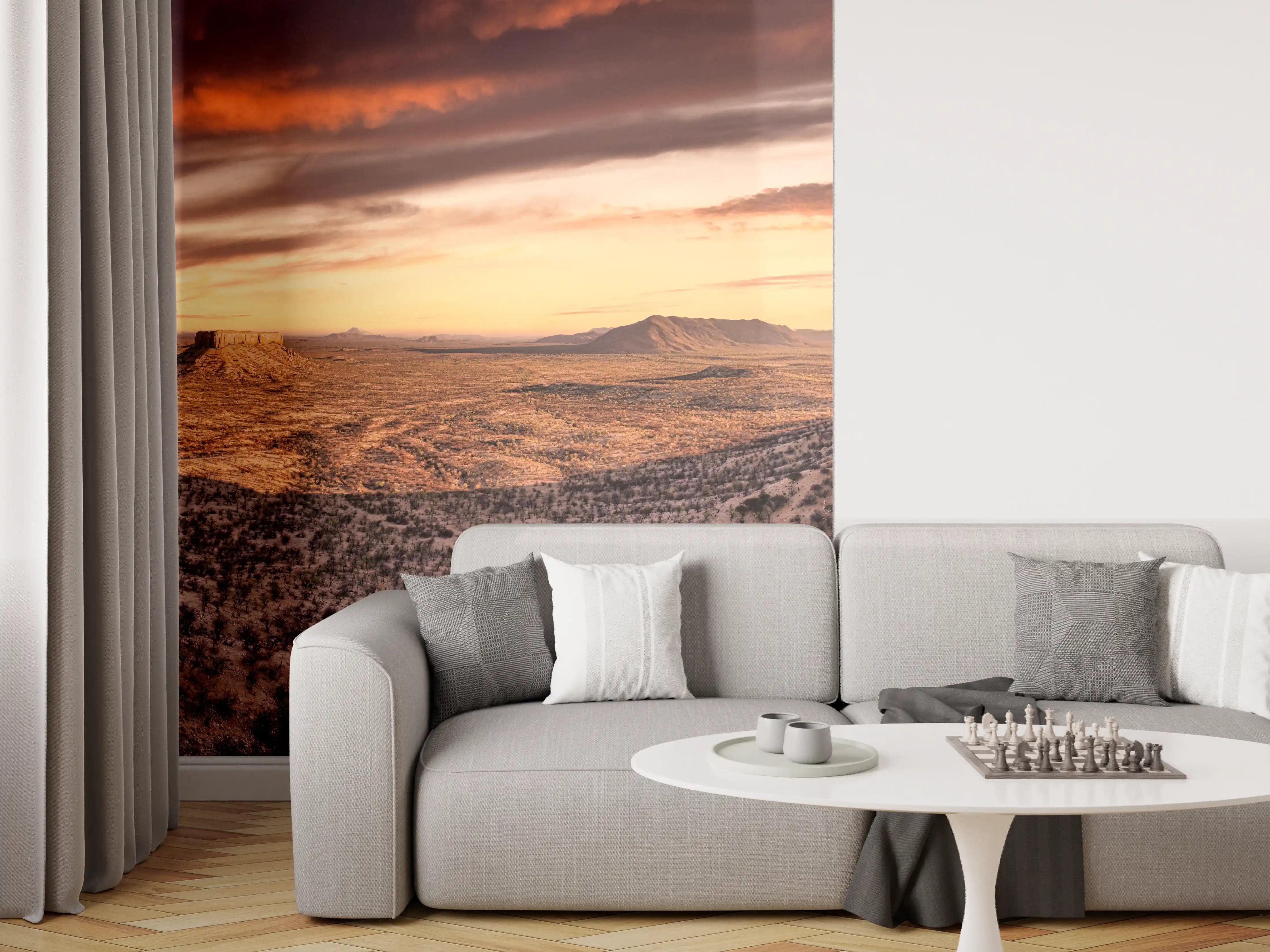 Wandverkleidung Wohnzimmer - Wüstenblick auf Vingerklip Lodge - Nambia Damaraland