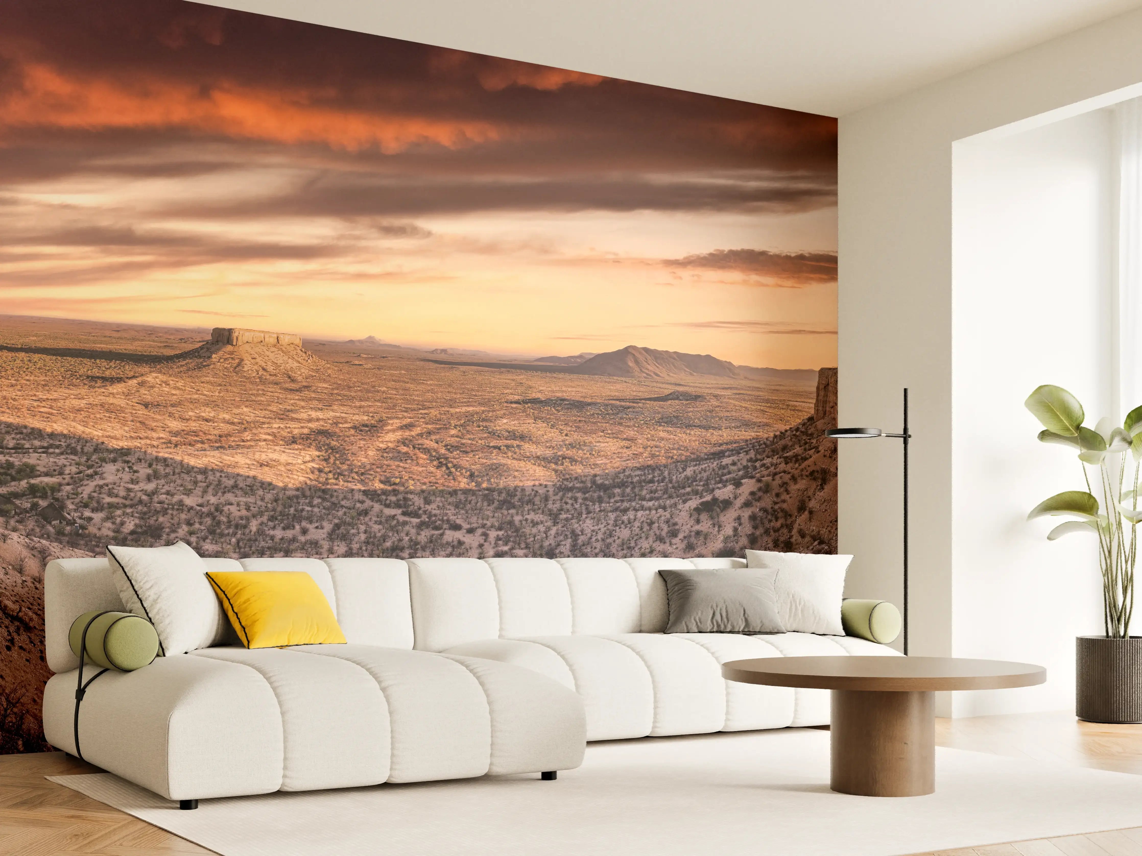 Wandverkleidung Wohnzimmer - Wüstenblick auf Vingerklip Lodge - Nambia Damaraland