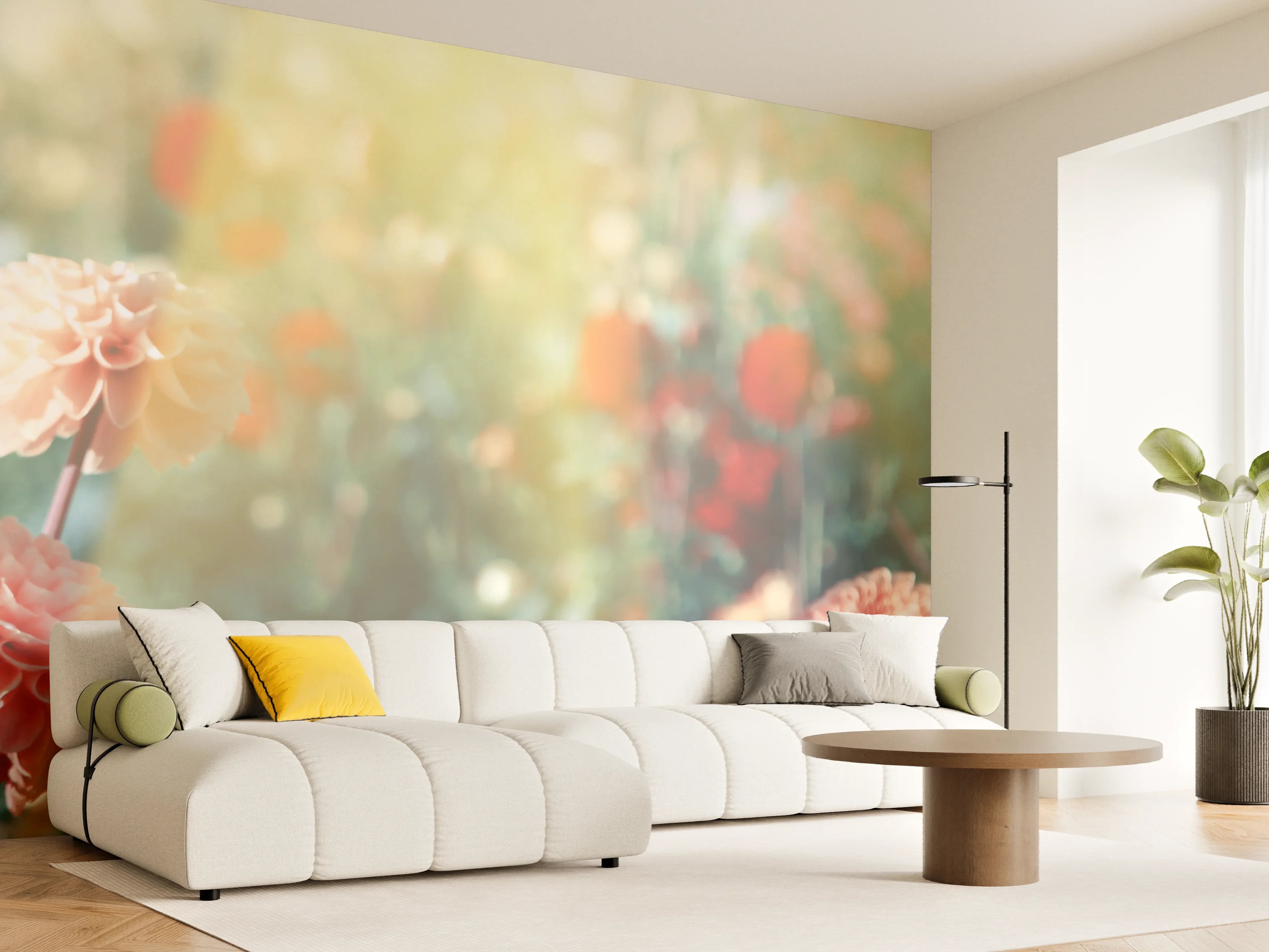 Wandverkleidung Wohnzimmer - Wunderschöne Blumen im Sommer