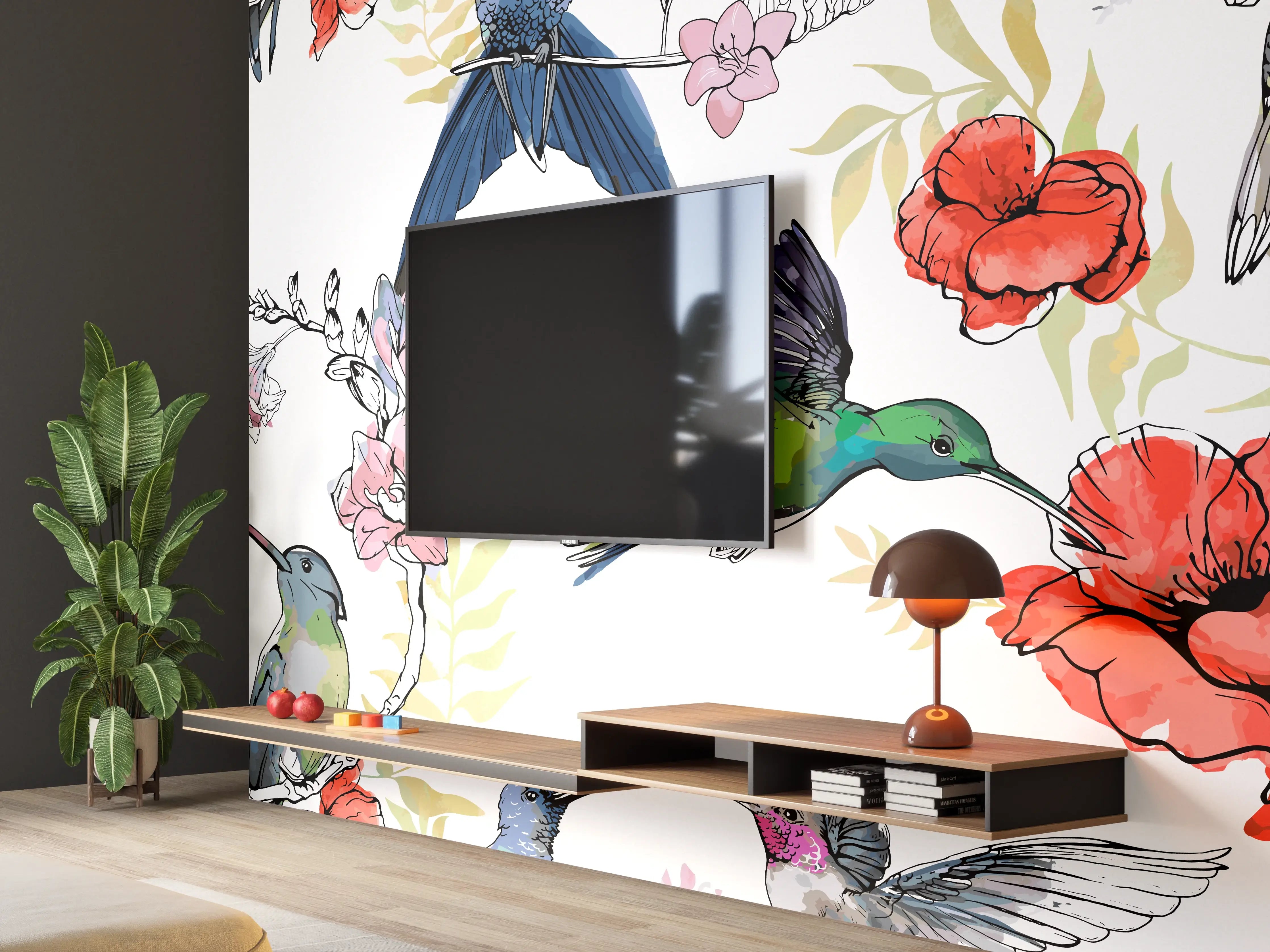 Wandverkleidung Wohnzimmer - Wunderschöne Kolibris