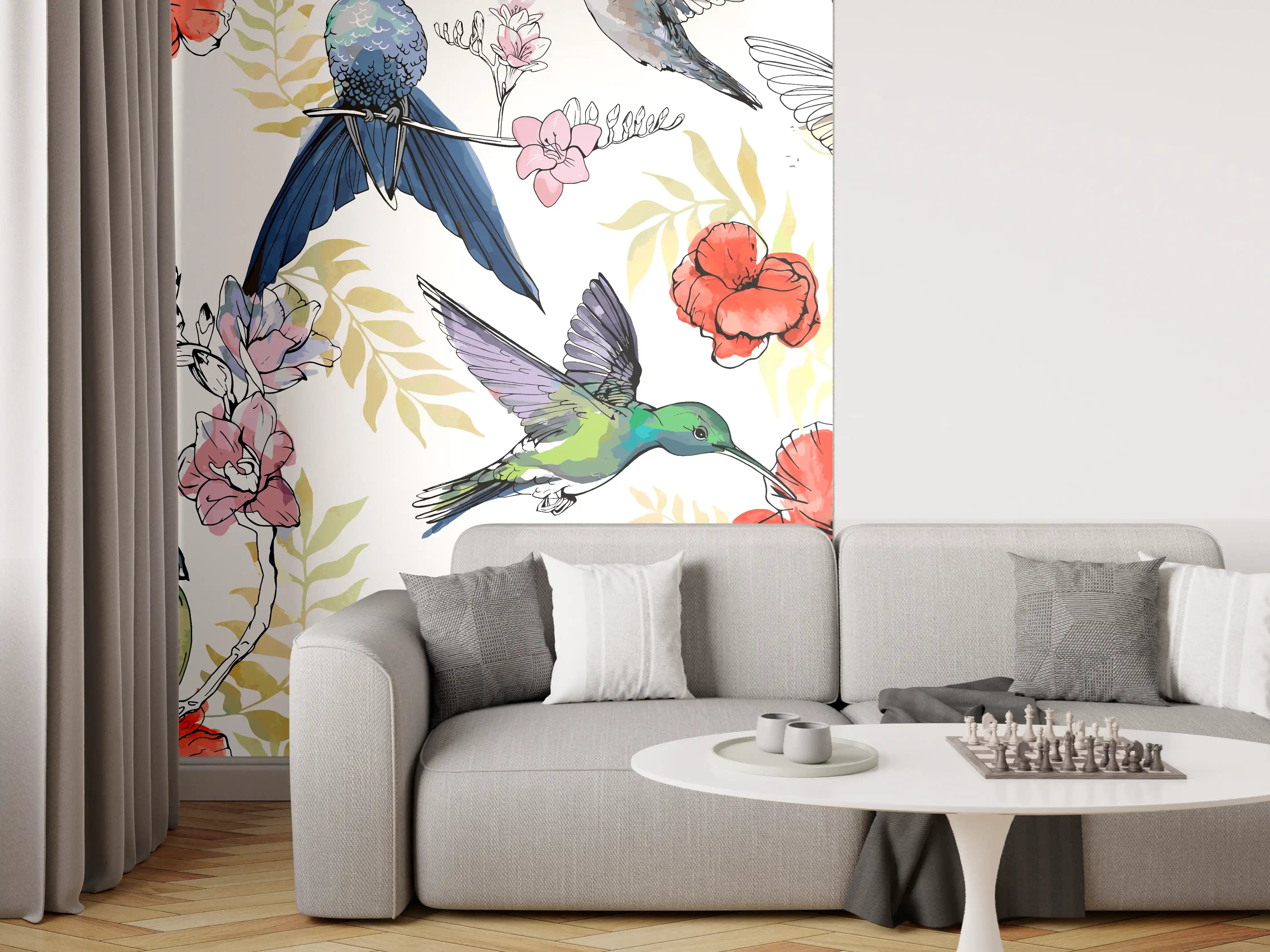 Wandverkleidung Wohnzimmer - Wunderschöne Kolibris