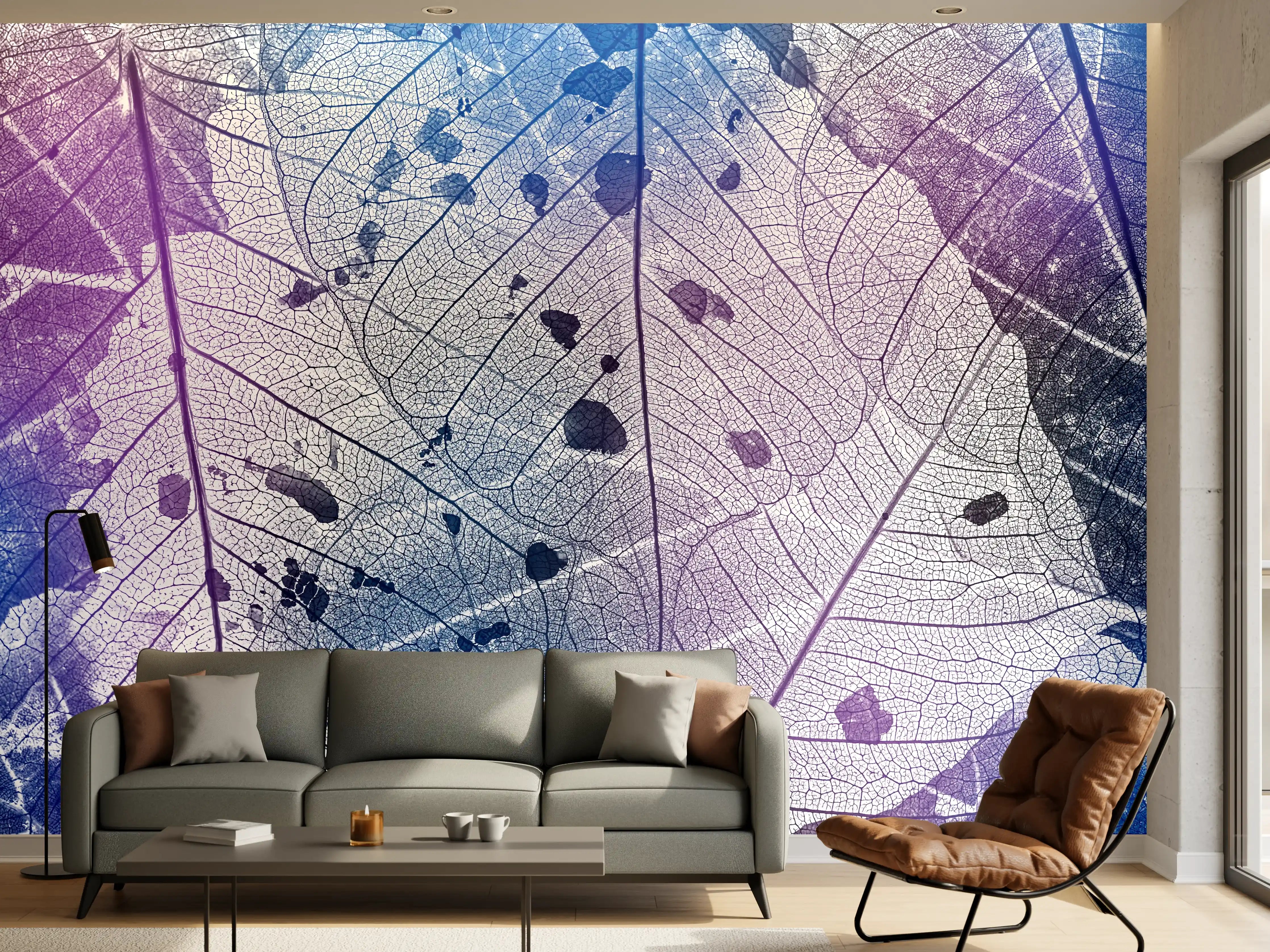 Wandverkleidung Wohnzimmer - Wunderschöne Naturaufnahme mit blauen und violetten Farbtönen