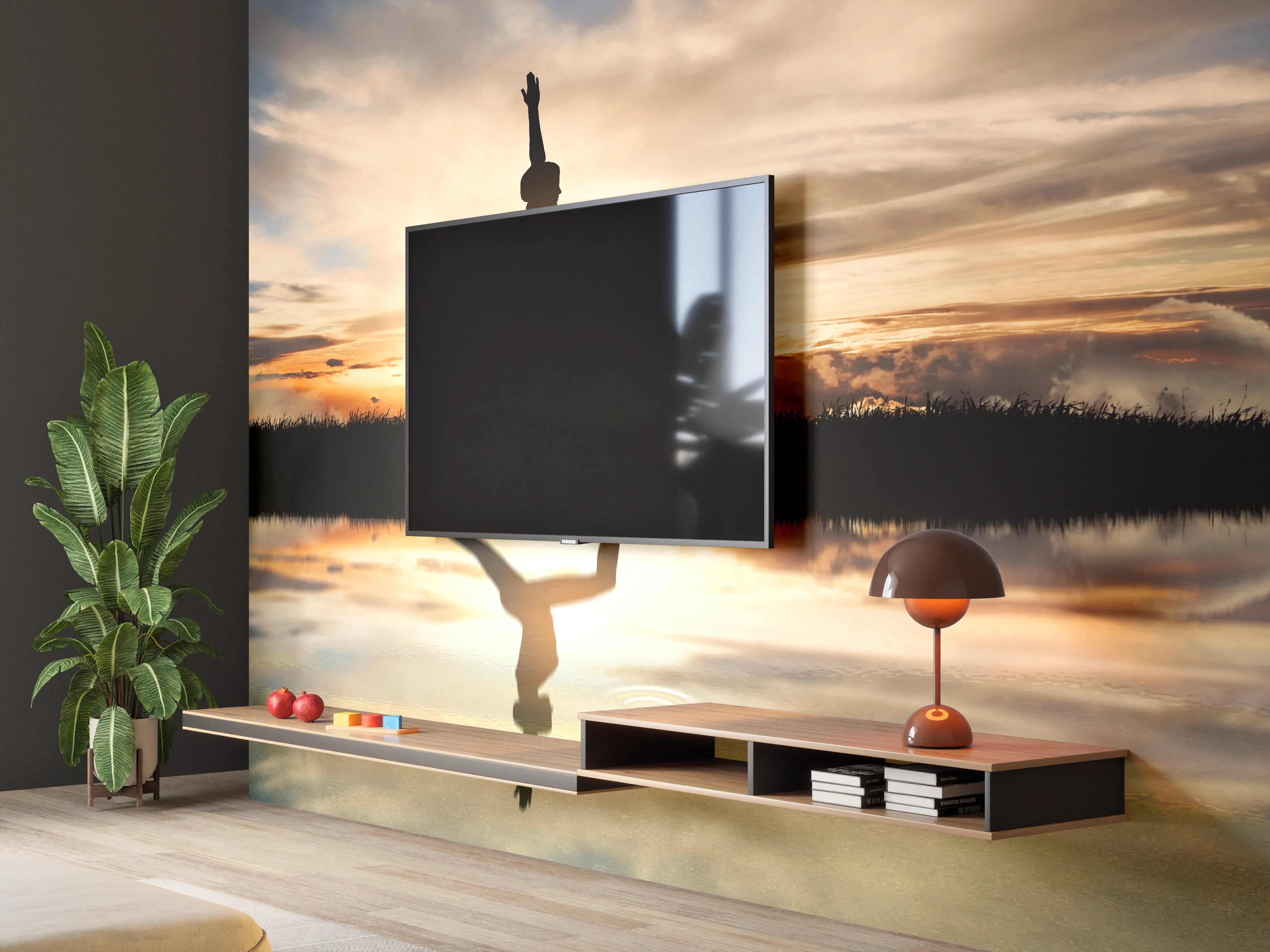 Wandverkleidung Wohnzimmer - Yoga praktizierendes Mädchen