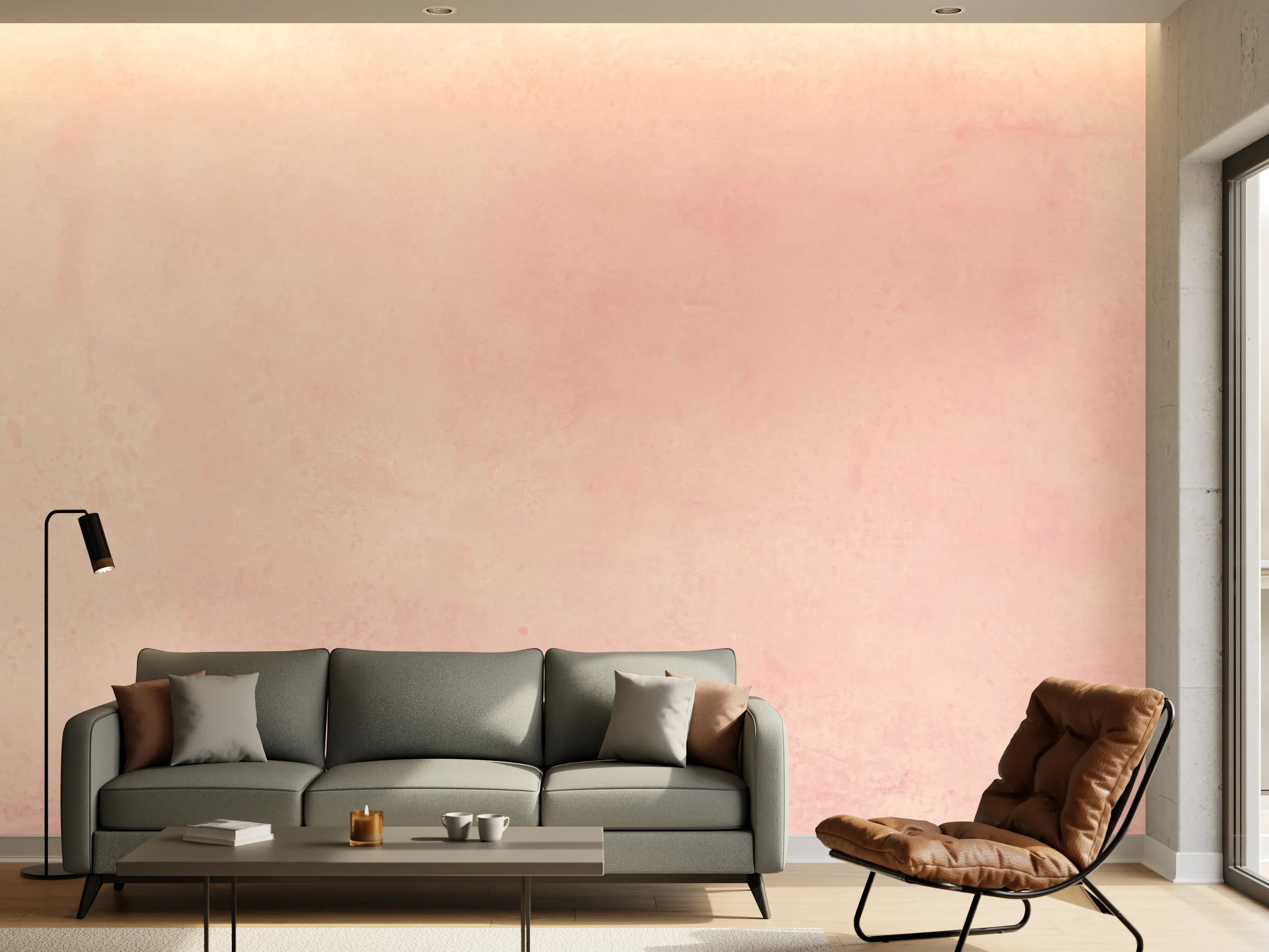 Wandverkleidung Wohnzimmer - Zarte rosa Farbfläche