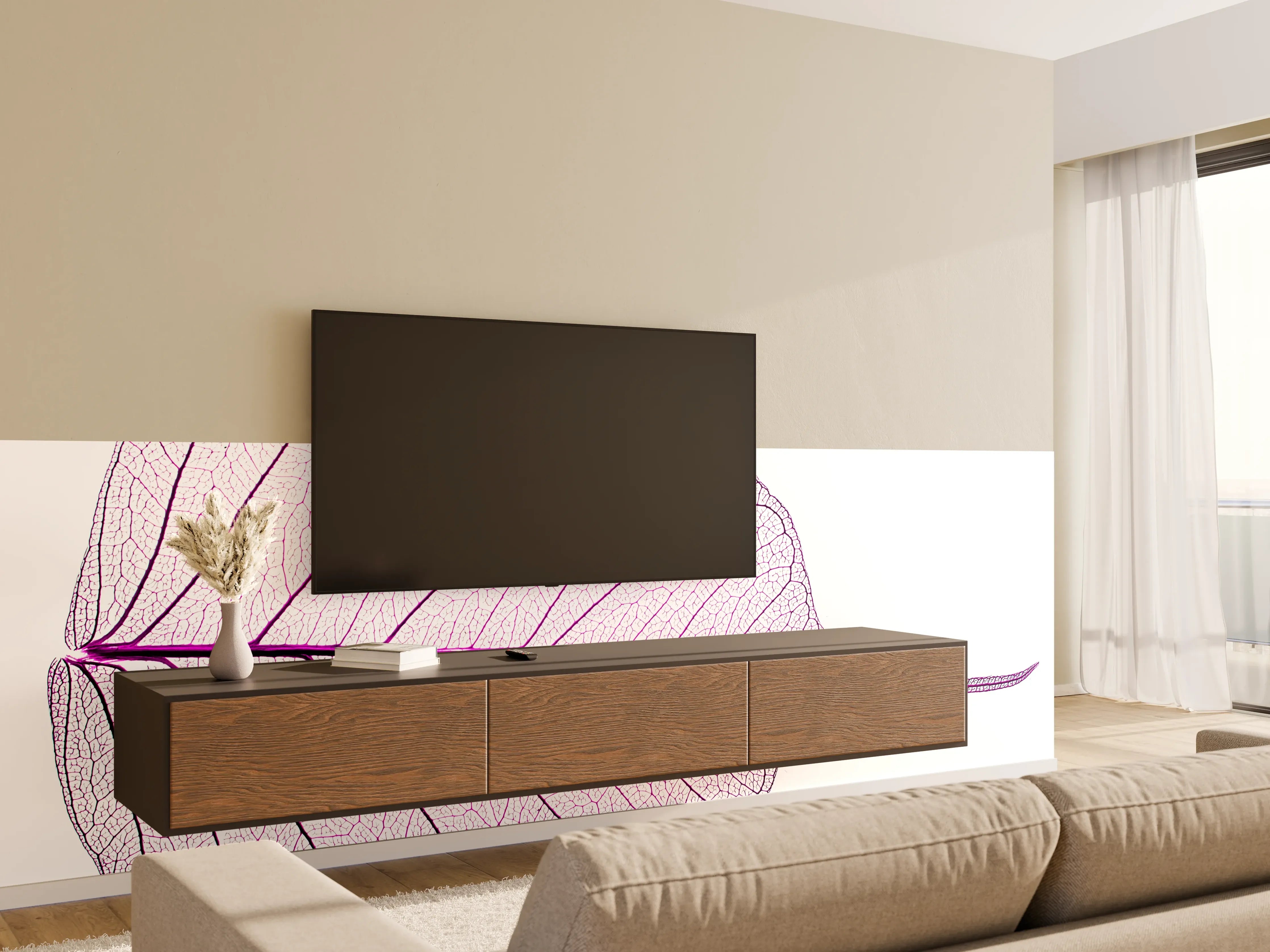Wandverkleidung Wohnzimmer - Zartes Blatt, filigrane Natur