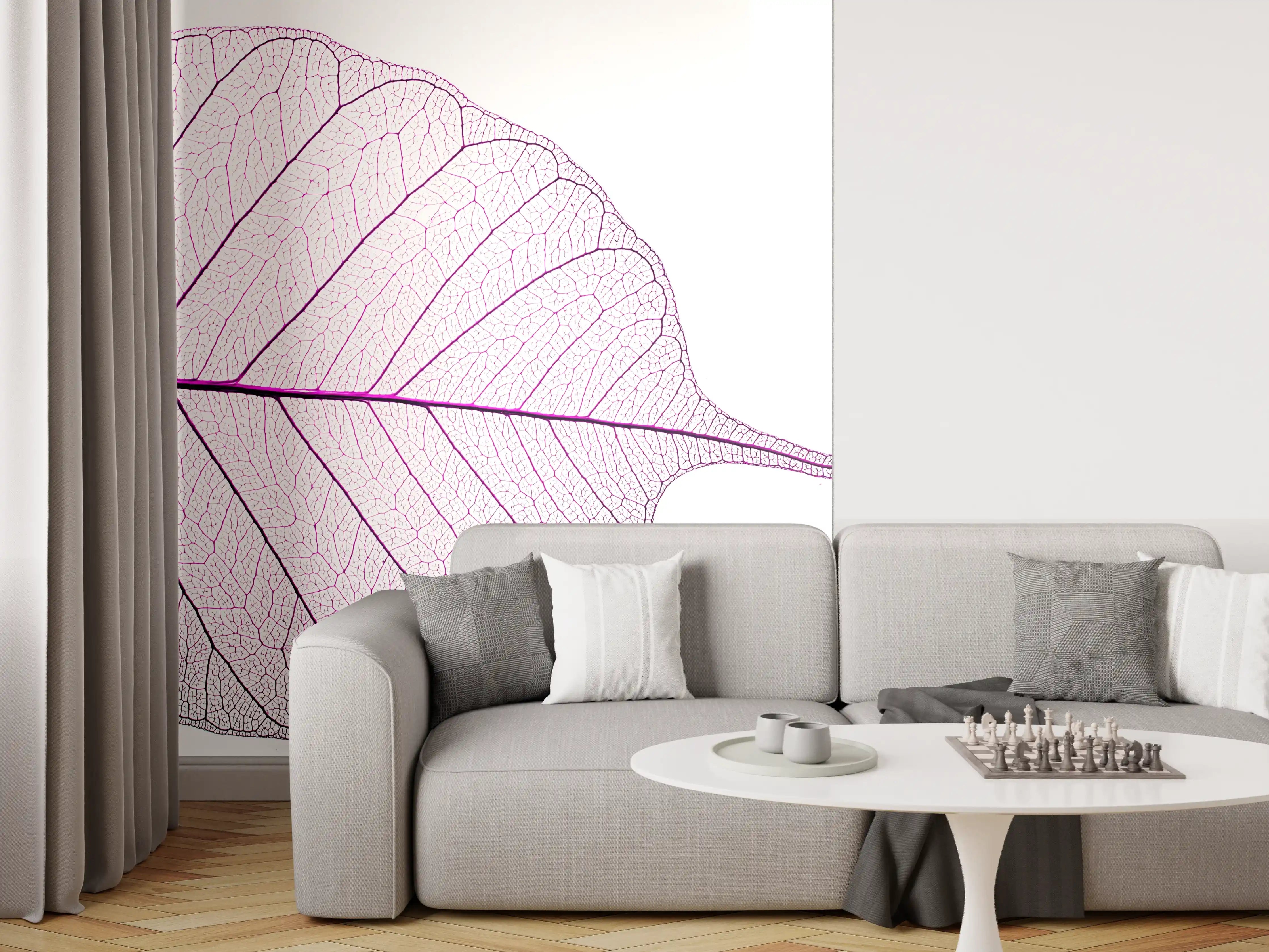 Wandverkleidung Wohnzimmer - Zartes Blatt, filigrane Natur