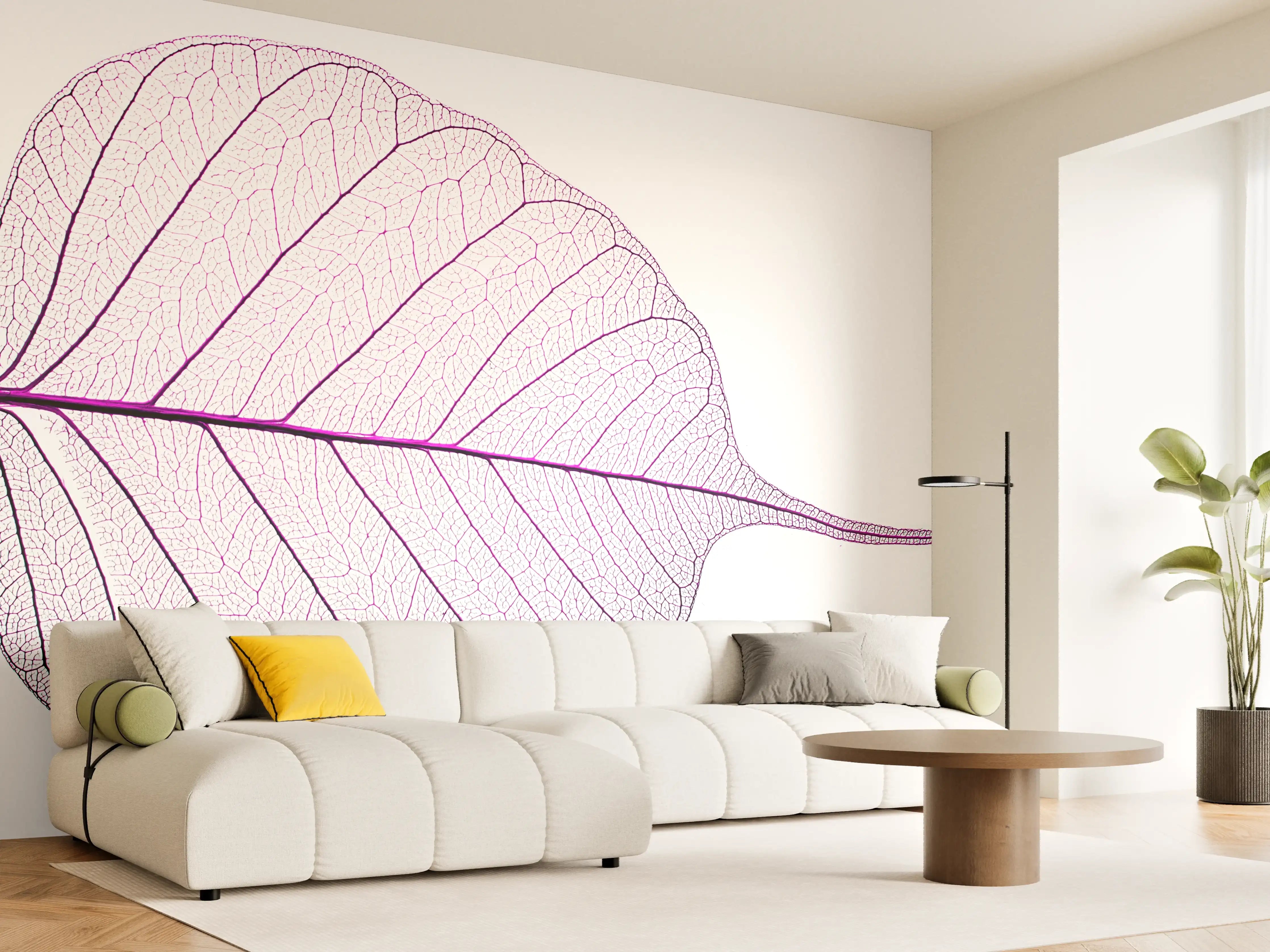 Wandverkleidung Wohnzimmer - Zartes Blatt, filigrane Natur