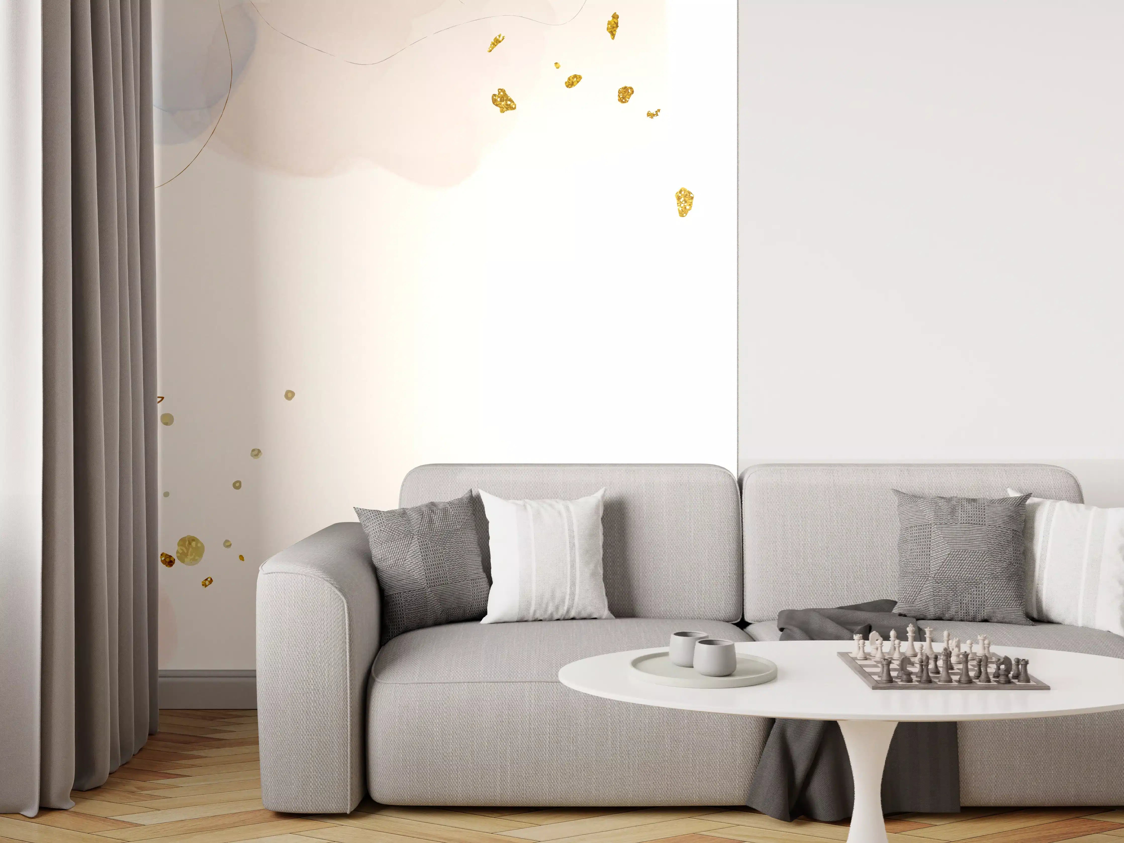 Wandverkleidung Wohnzimmer - Zartes Blumen Aquarell Design