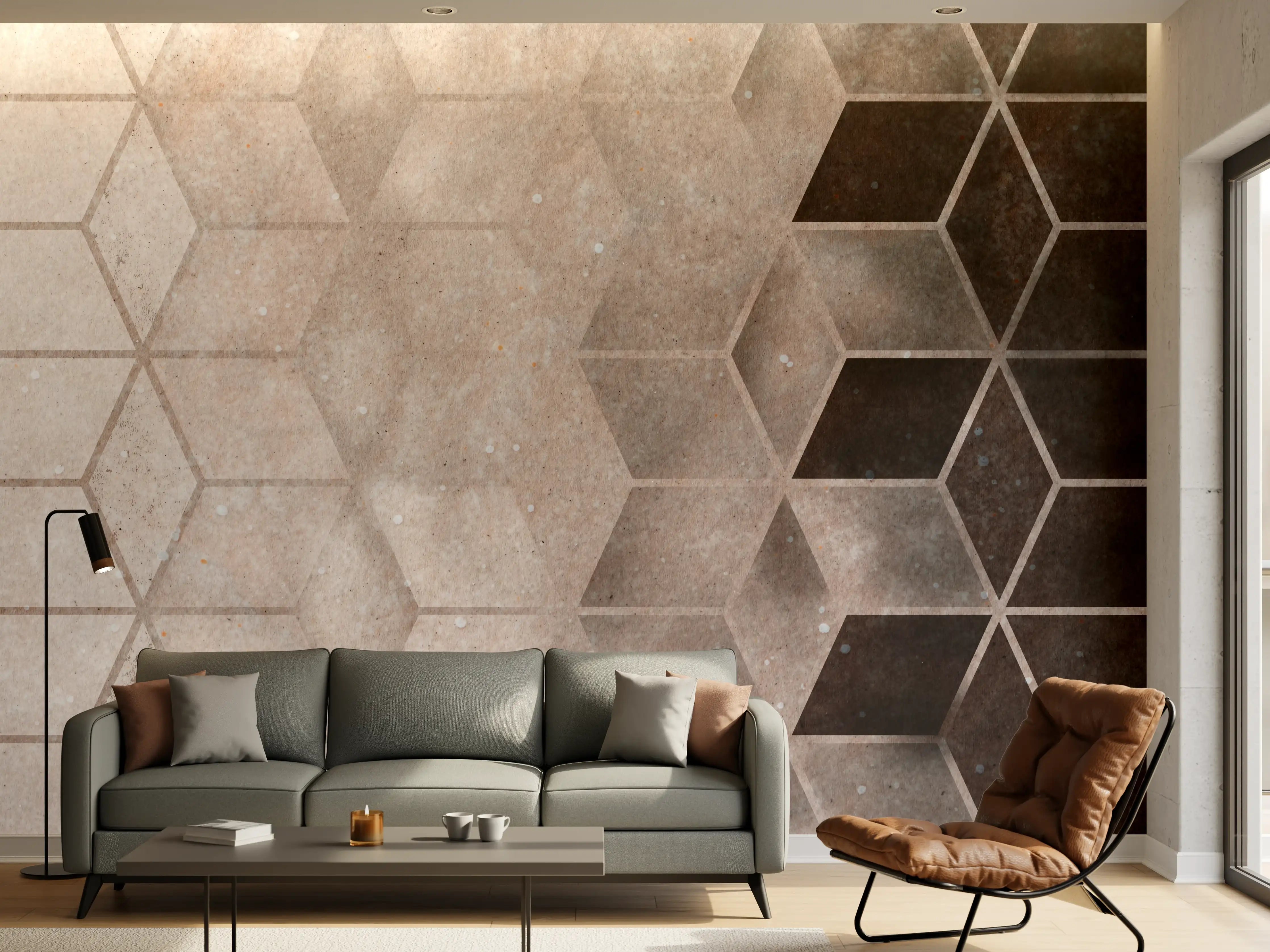 Wandverkleidung Wohnzimmer - Zeitlose Grau-weiße Fliesenoptik