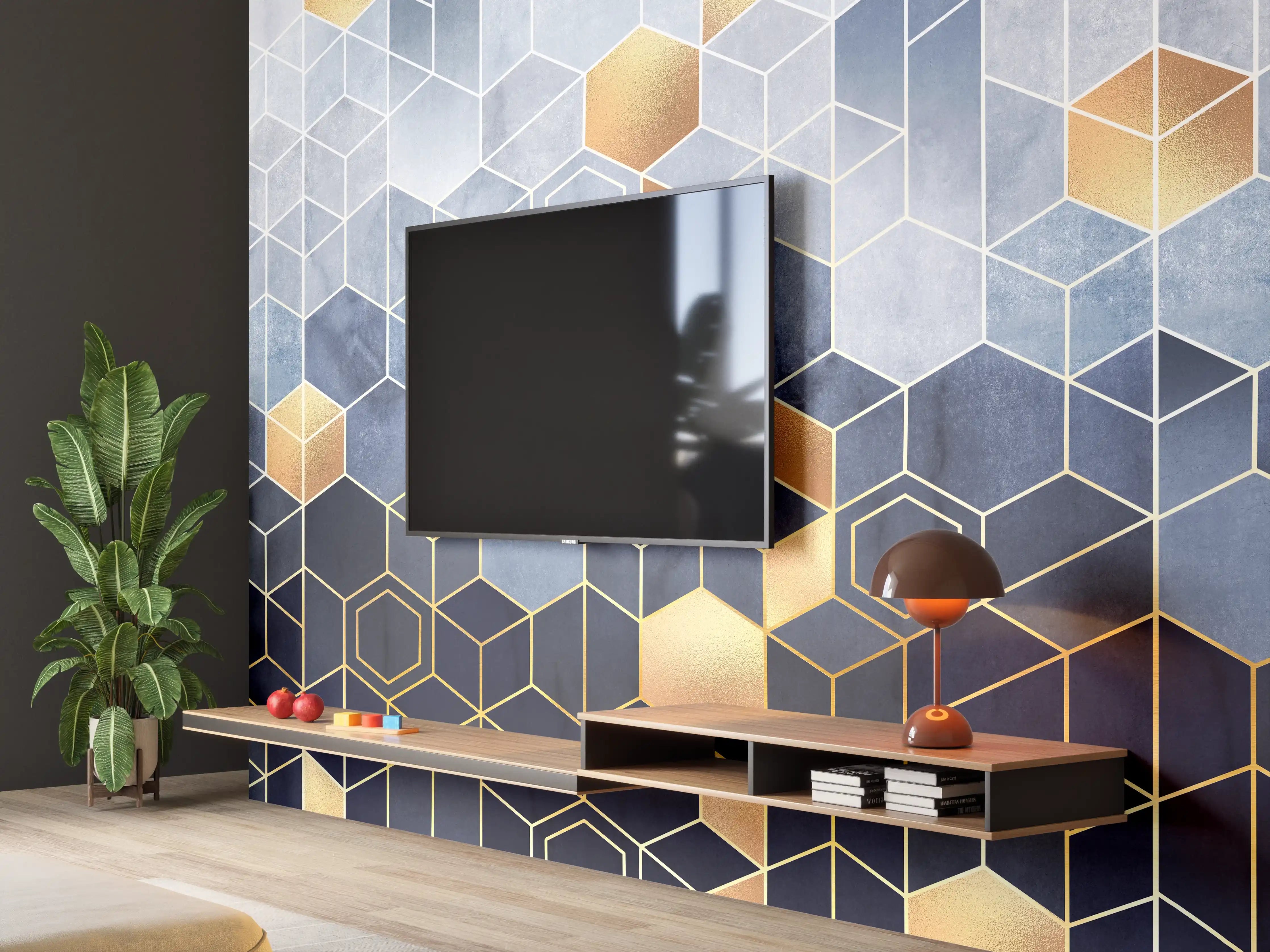 Wandverkleidung Wohnzimmer - Zeitlose Graue Geometrie für Wände
