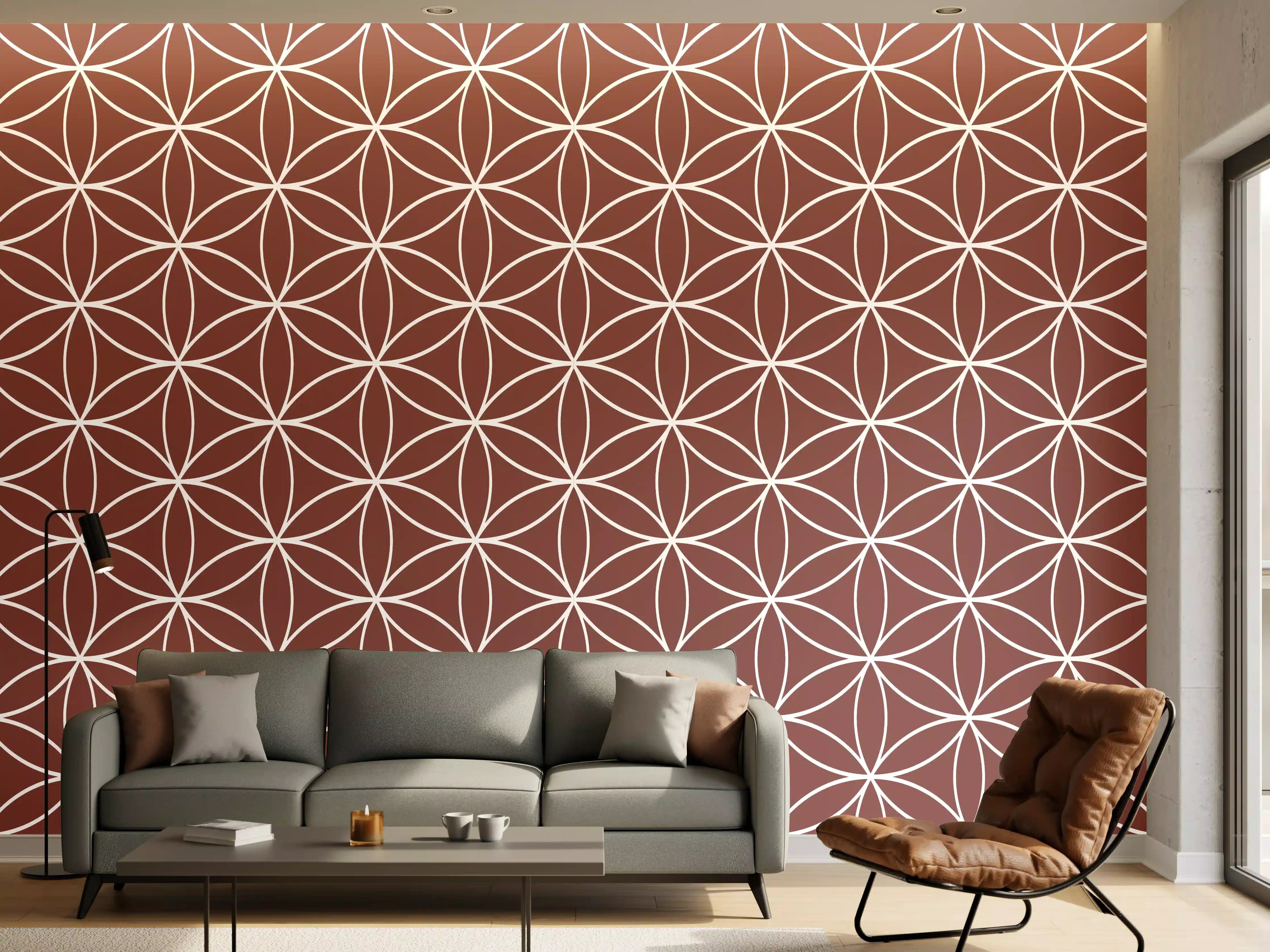 Wandverkleidung Wohnzimmer - Zeitlose geometrische Muster in warmen Grautönen