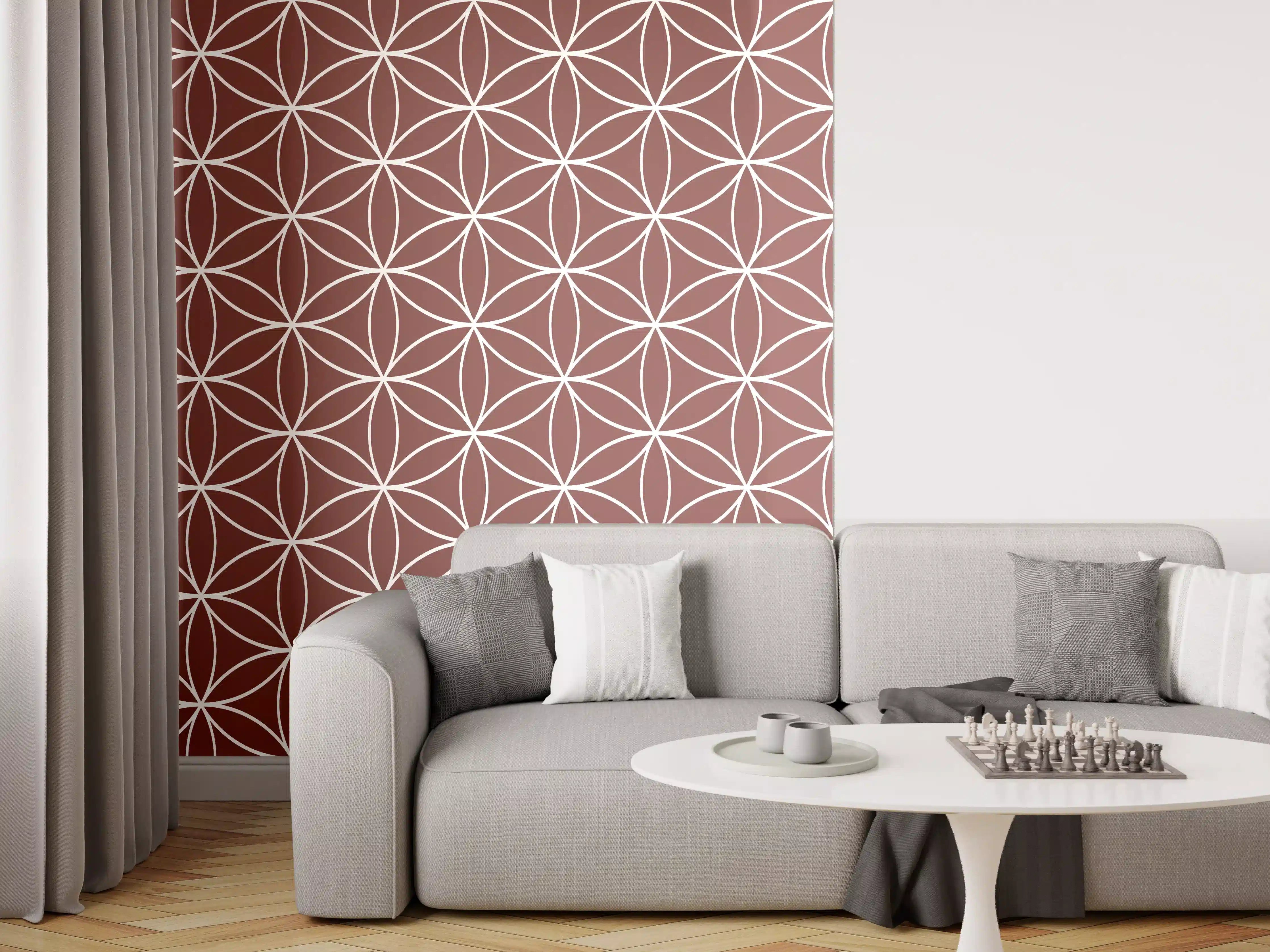 Wandverkleidung Wohnzimmer - Zeitlose geometrische Muster in warmen Grautönen