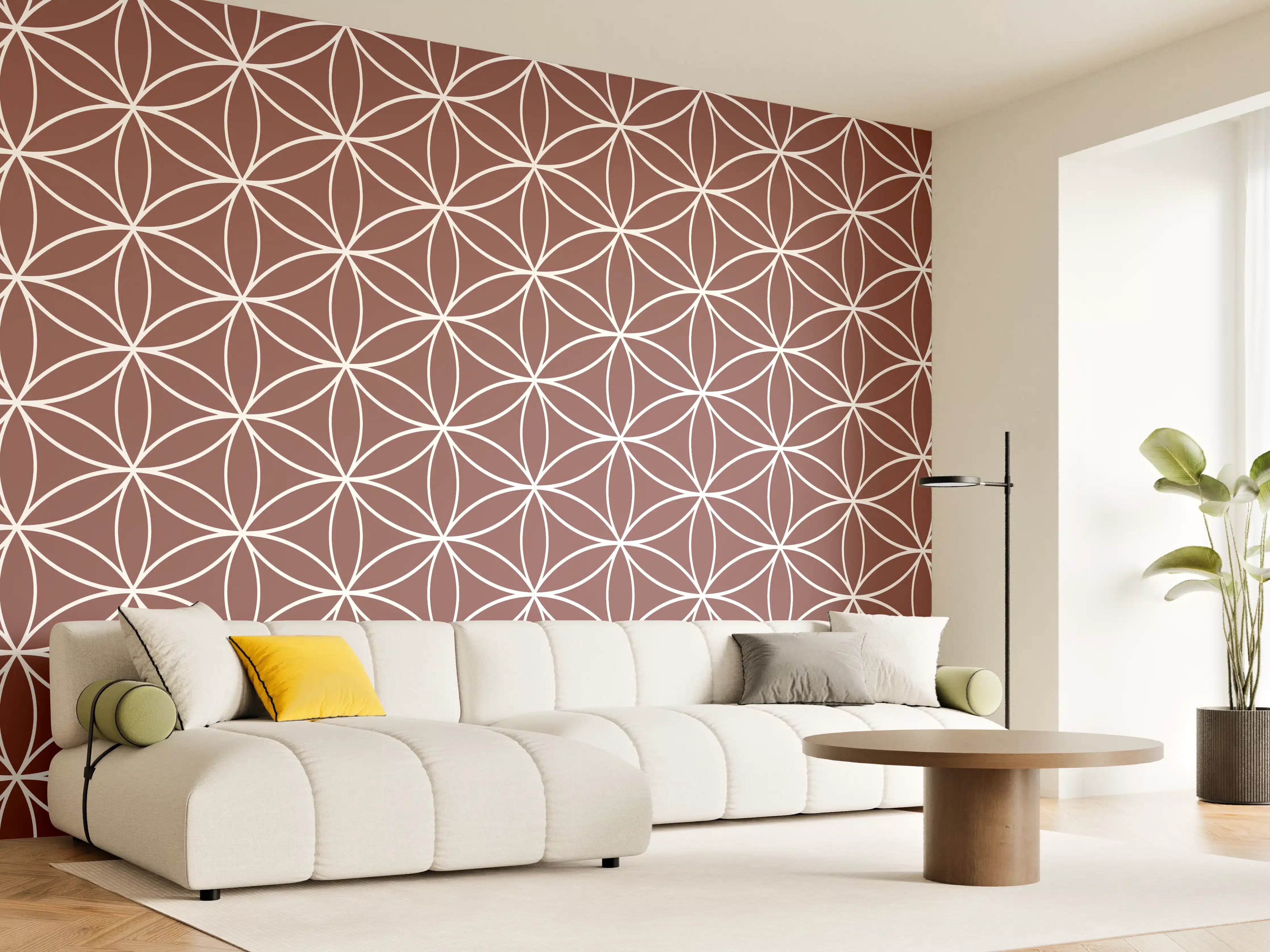 Wandverkleidung Wohnzimmer - Zeitlose geometrische Muster in warmen Grautönen