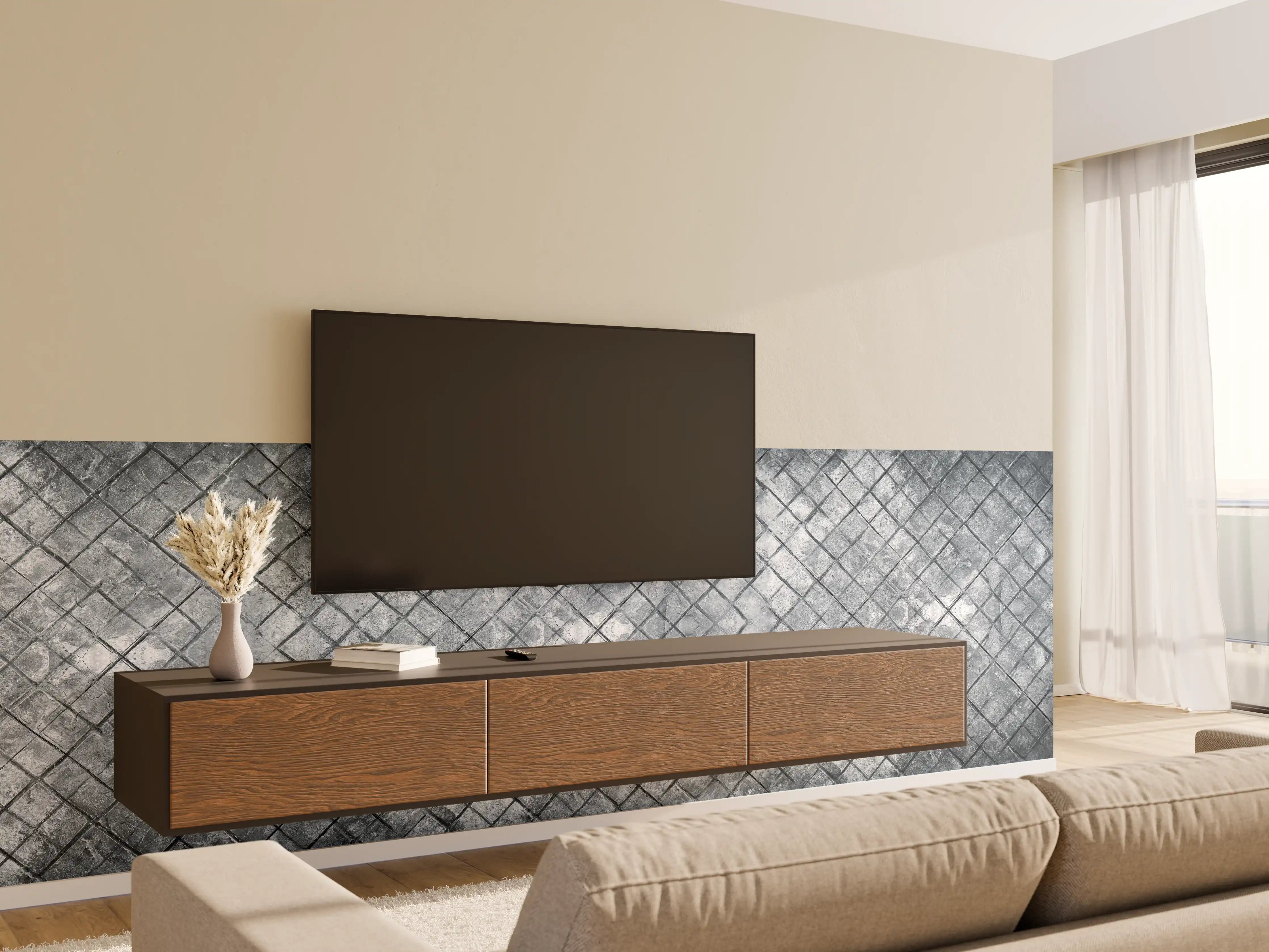 Wandverkleidung Wohnzimmer - Zement oberflächen Textur von Beton