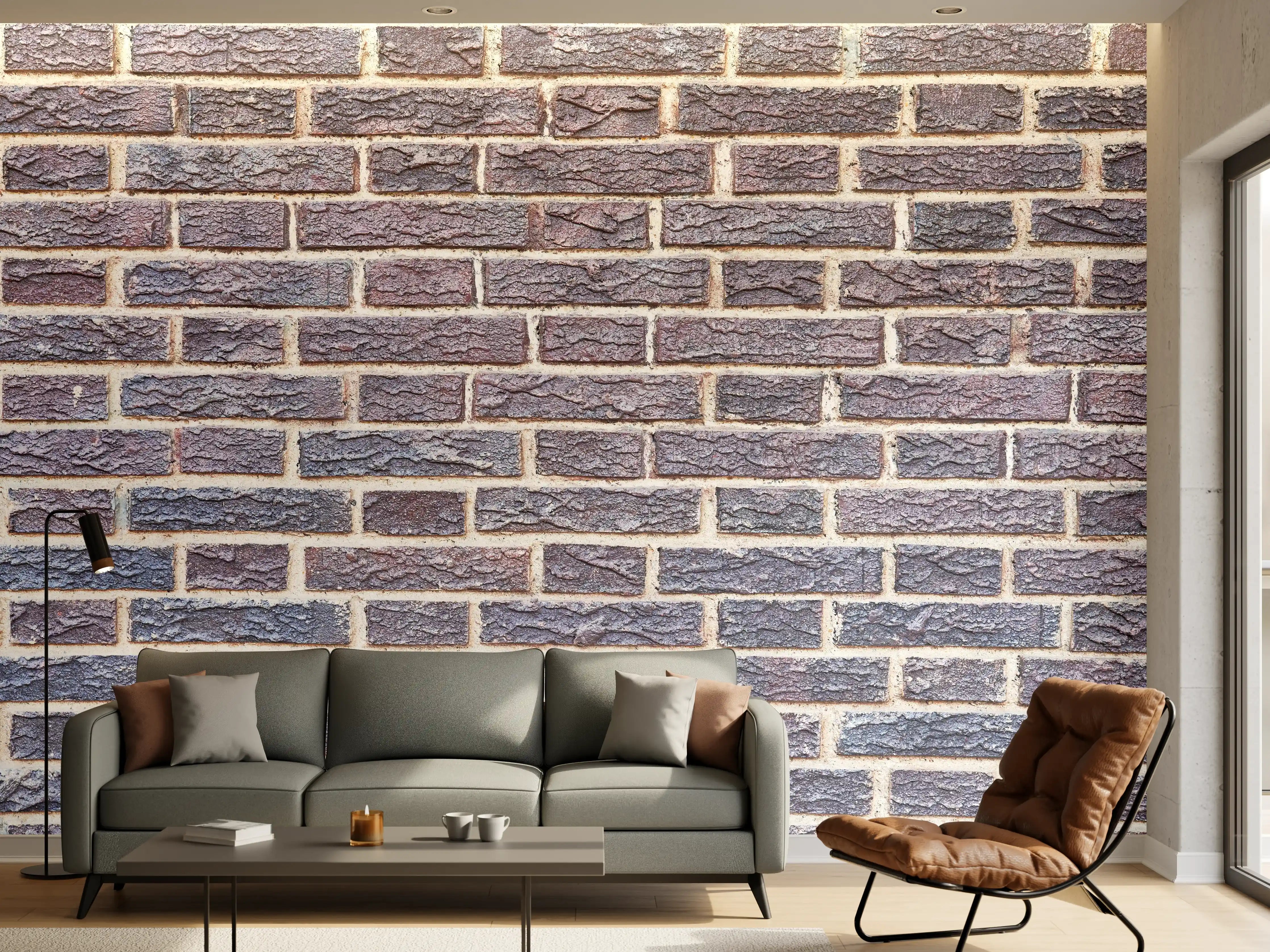 Wandverkleidung Wohnzimmer - Zementmauertextur mit rissigen Fliesen