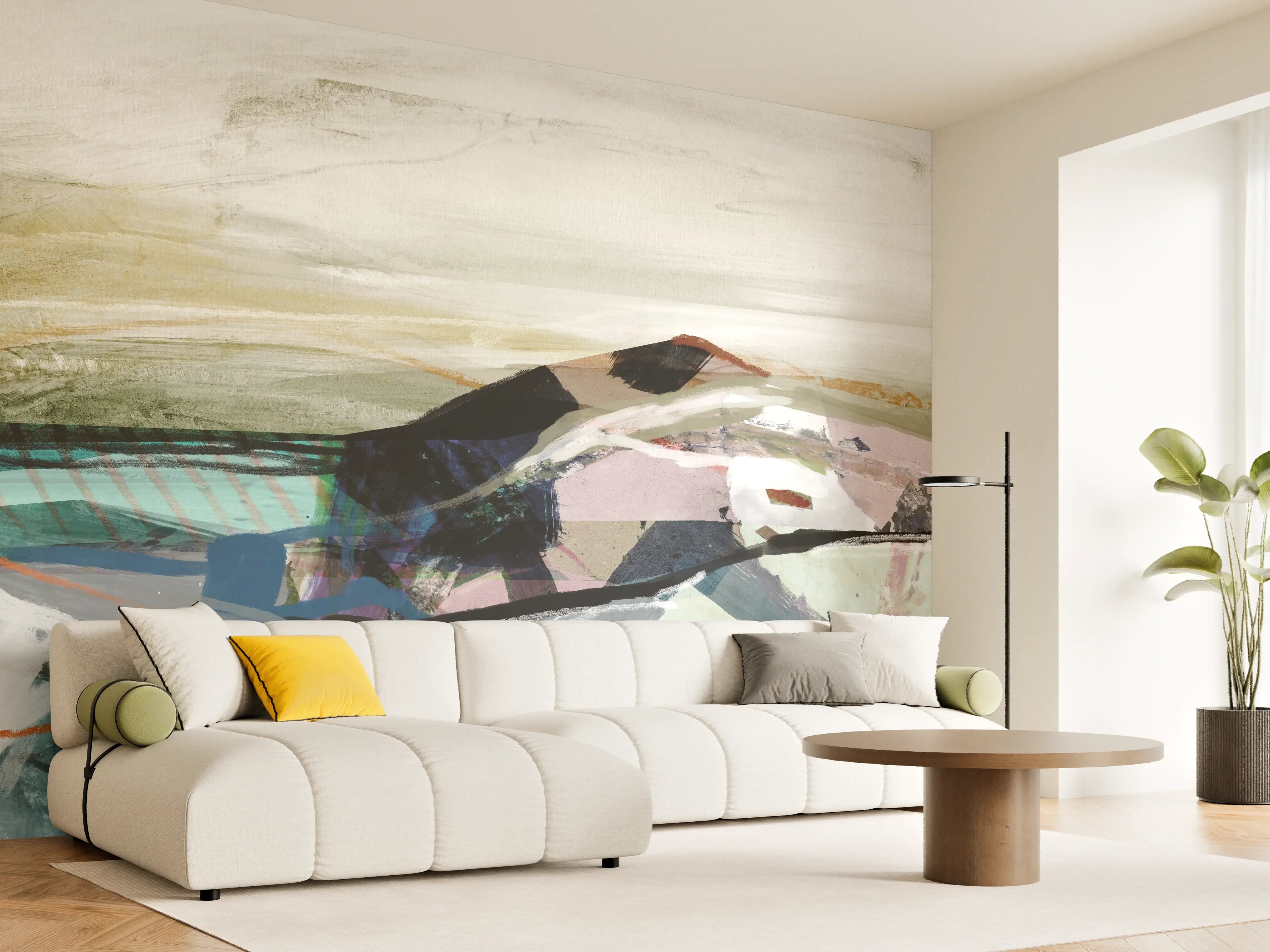 Wandverkleidung Wohnzimmer - "Moderne Weiß-Grau Tischlampe aus Keramik - Skandinavisches Design"