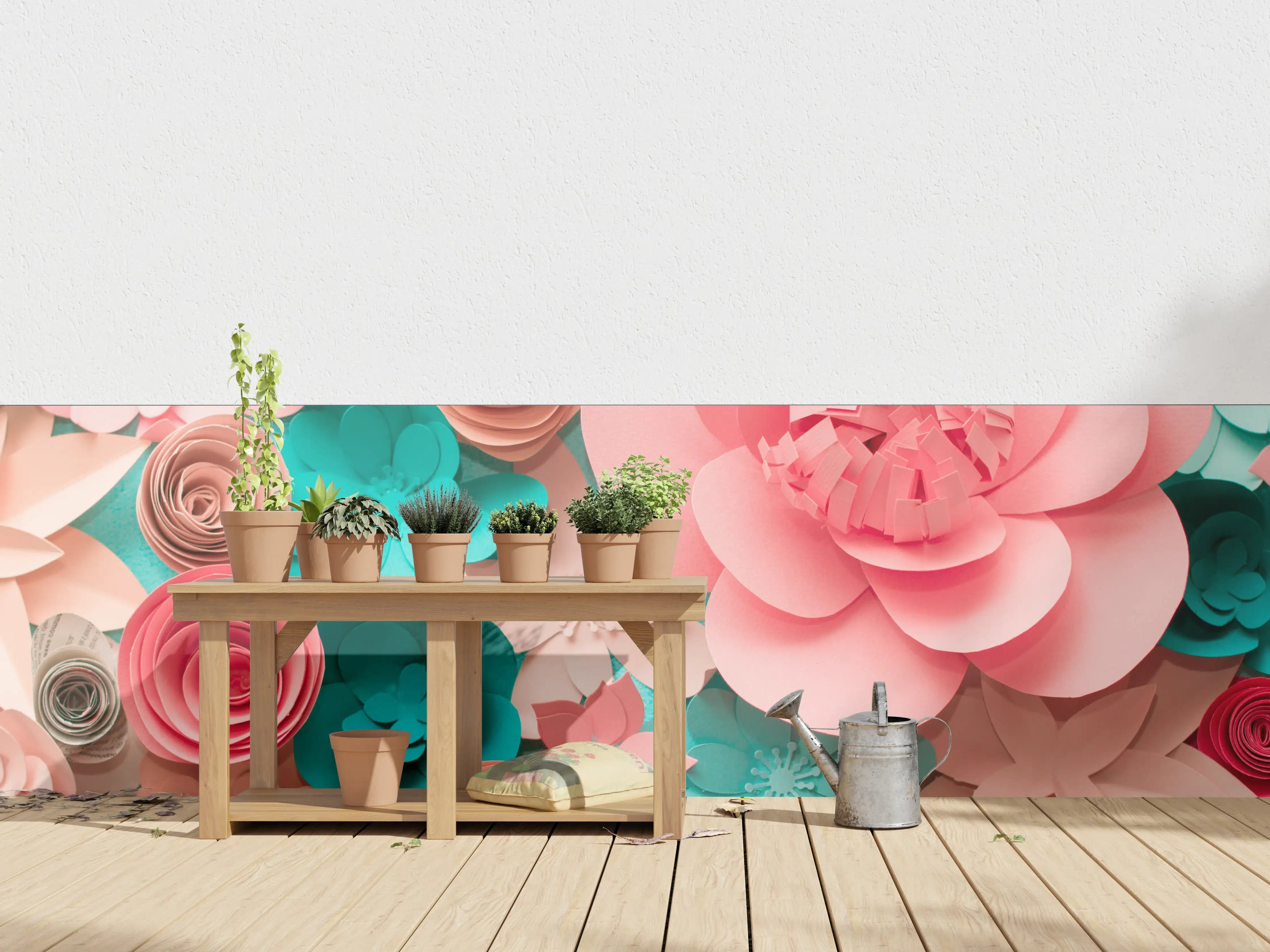 Wandverkleidung außen - bunte Papier Blumen Komposition