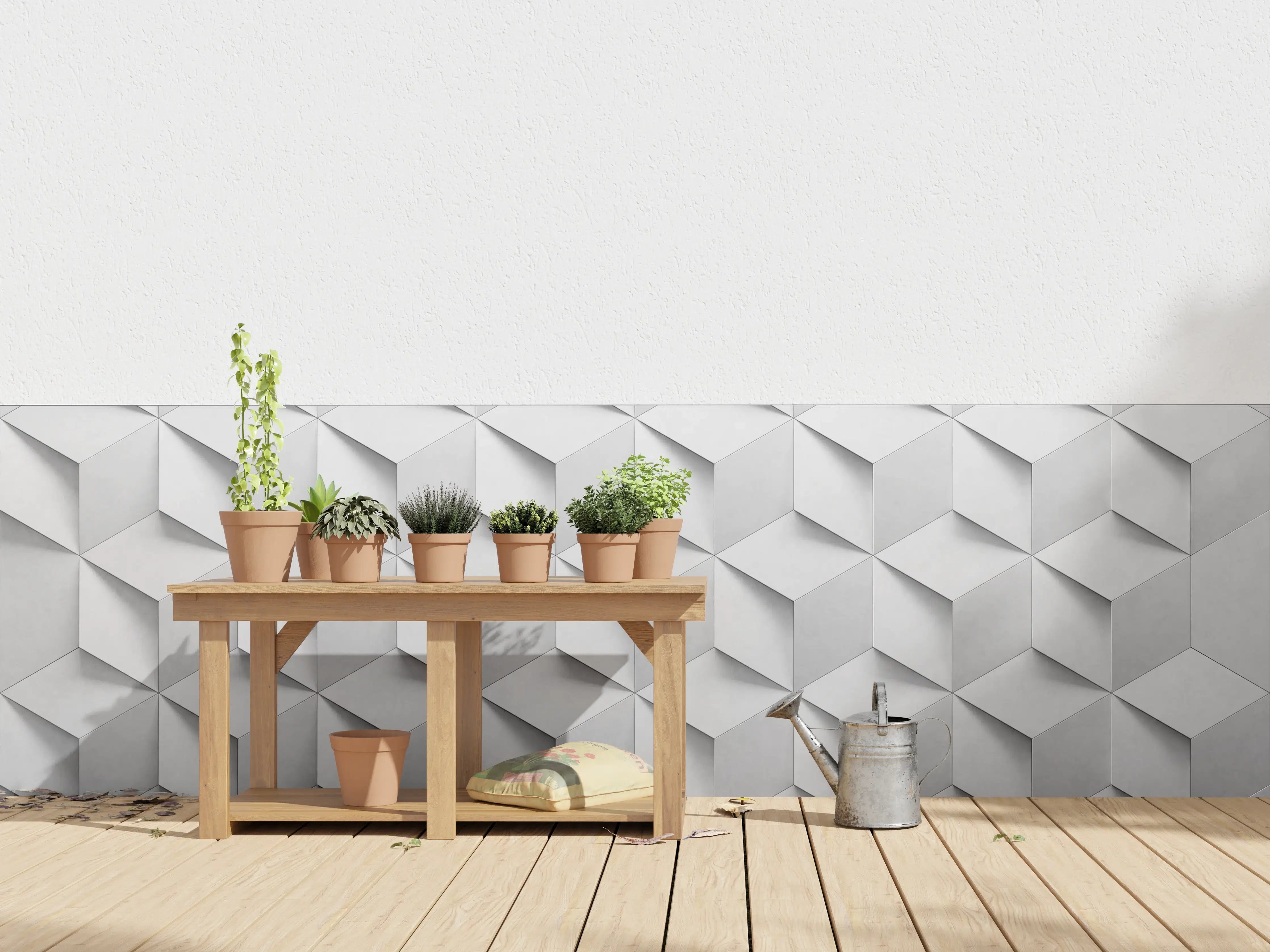 Wandverkleidung außen - 3D-Weiß-Grau-Wandtextur