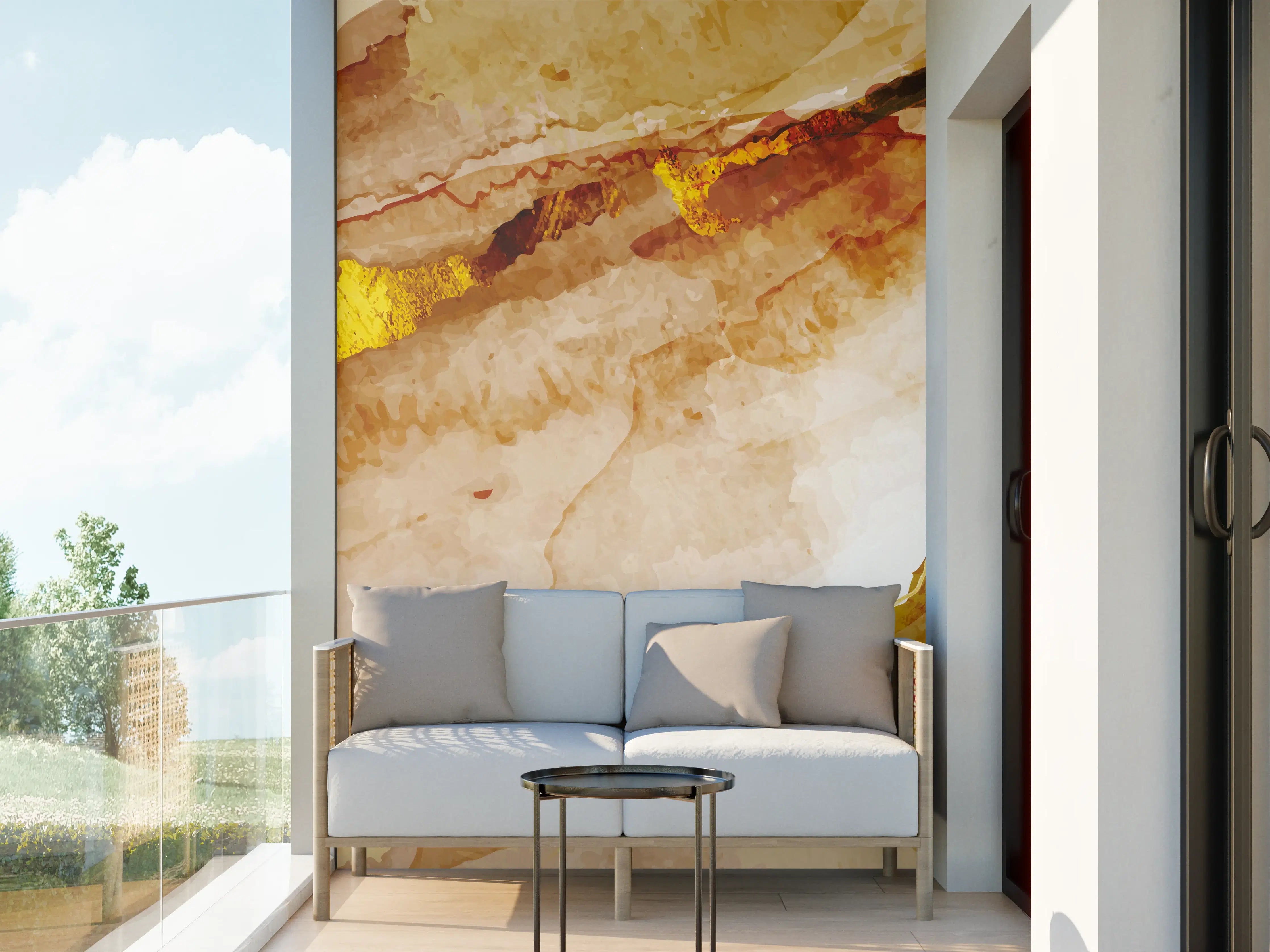 Wandverkleidung außen - Abstrakte Aquarell Gold-Nuancen