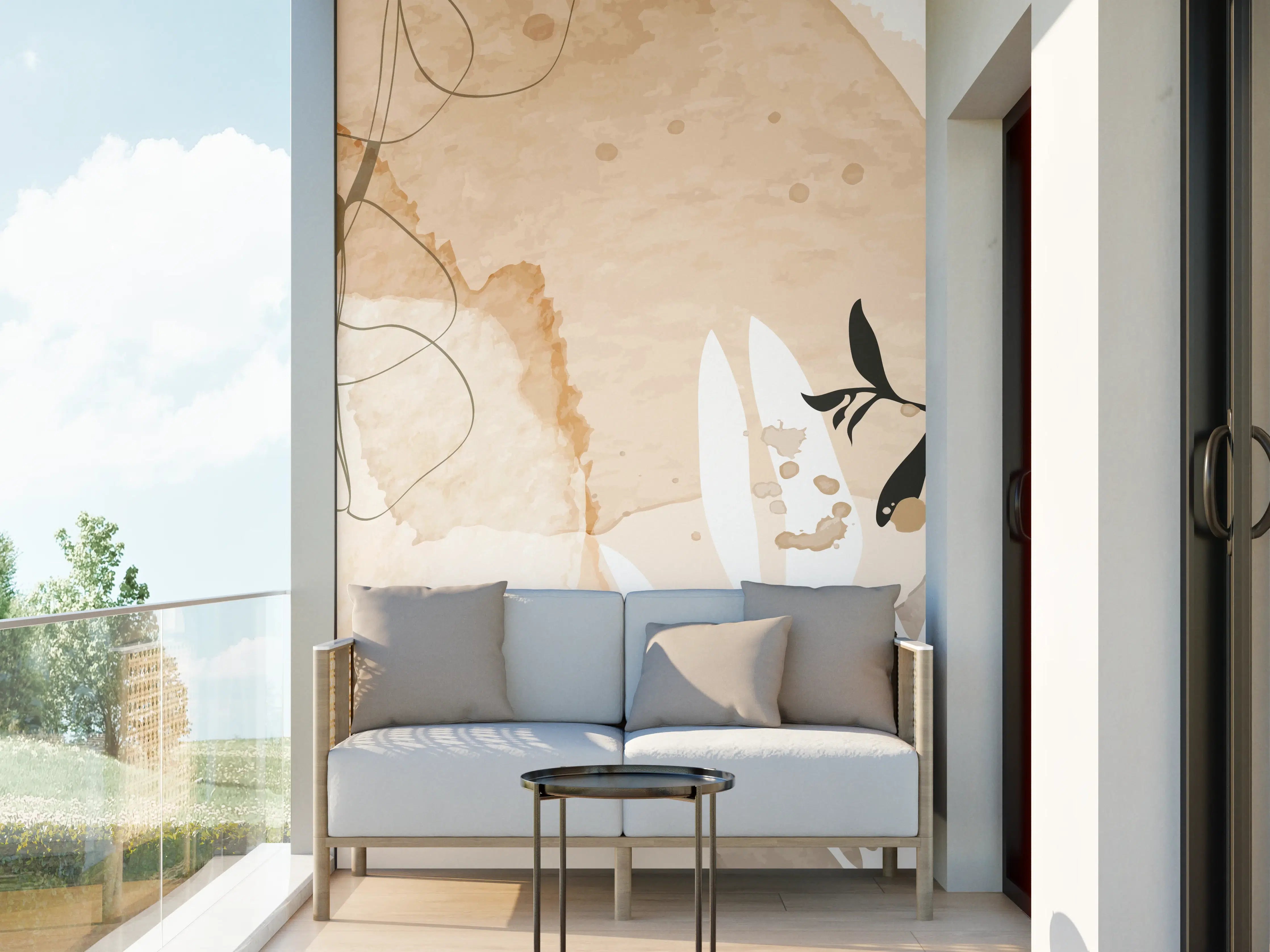 Wandverkleidung außen - Abstrakte Beige-Töne Kunst