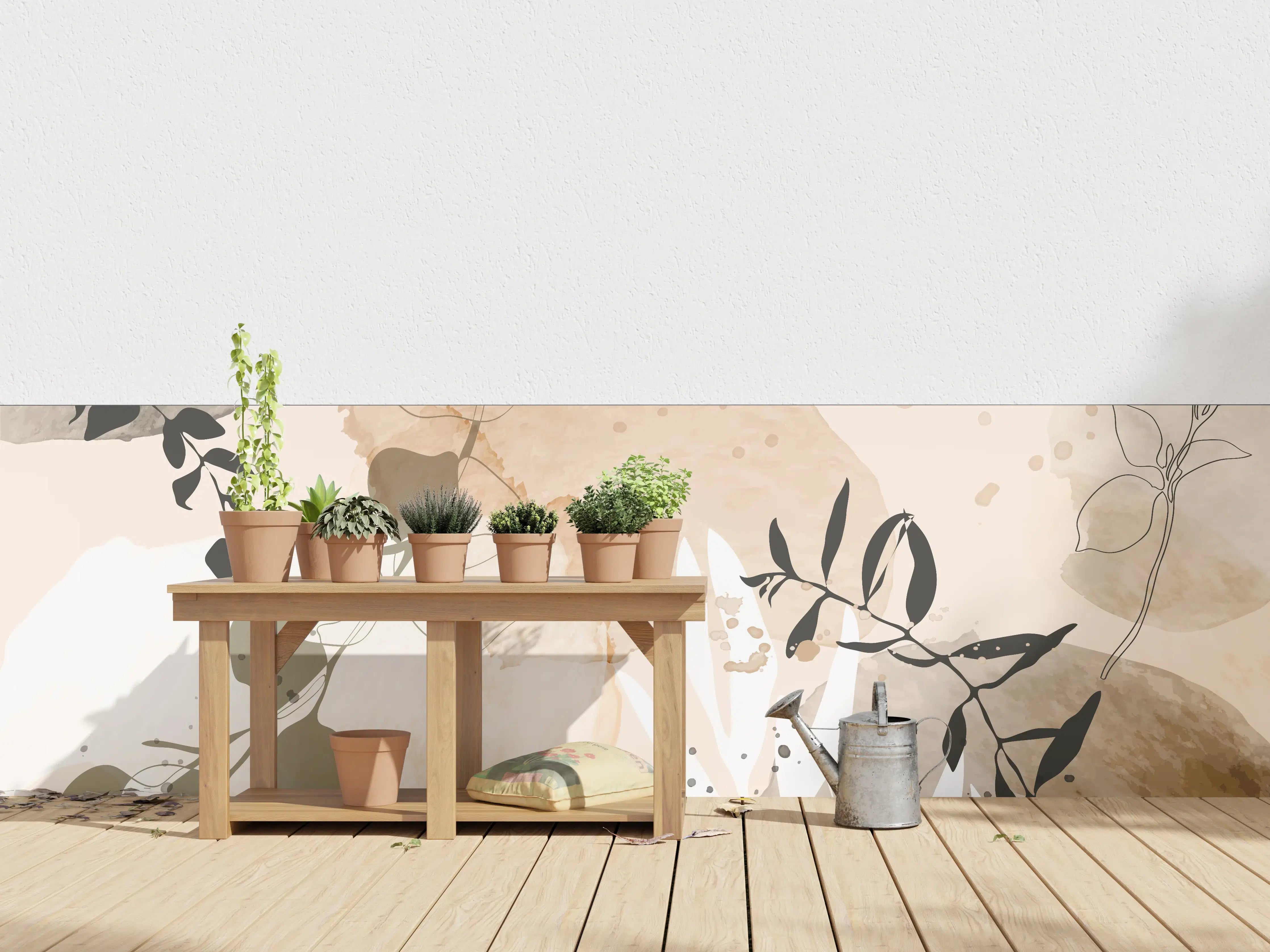 Wandverkleidung außen - Abstrakte Beige-Töne Kunst