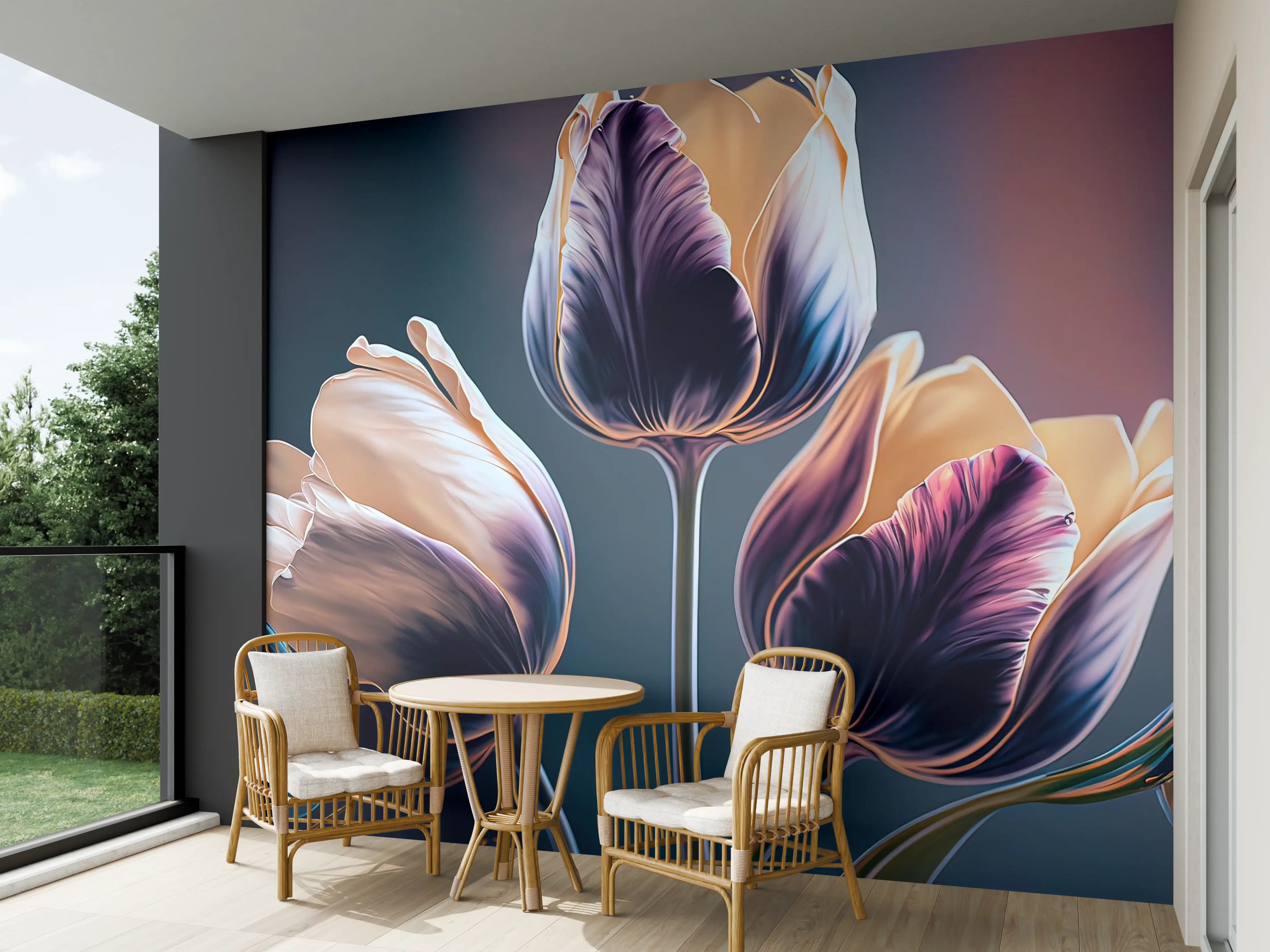 Wandverkleidung außen - Abstrakte Fließende Tulpen Kunst