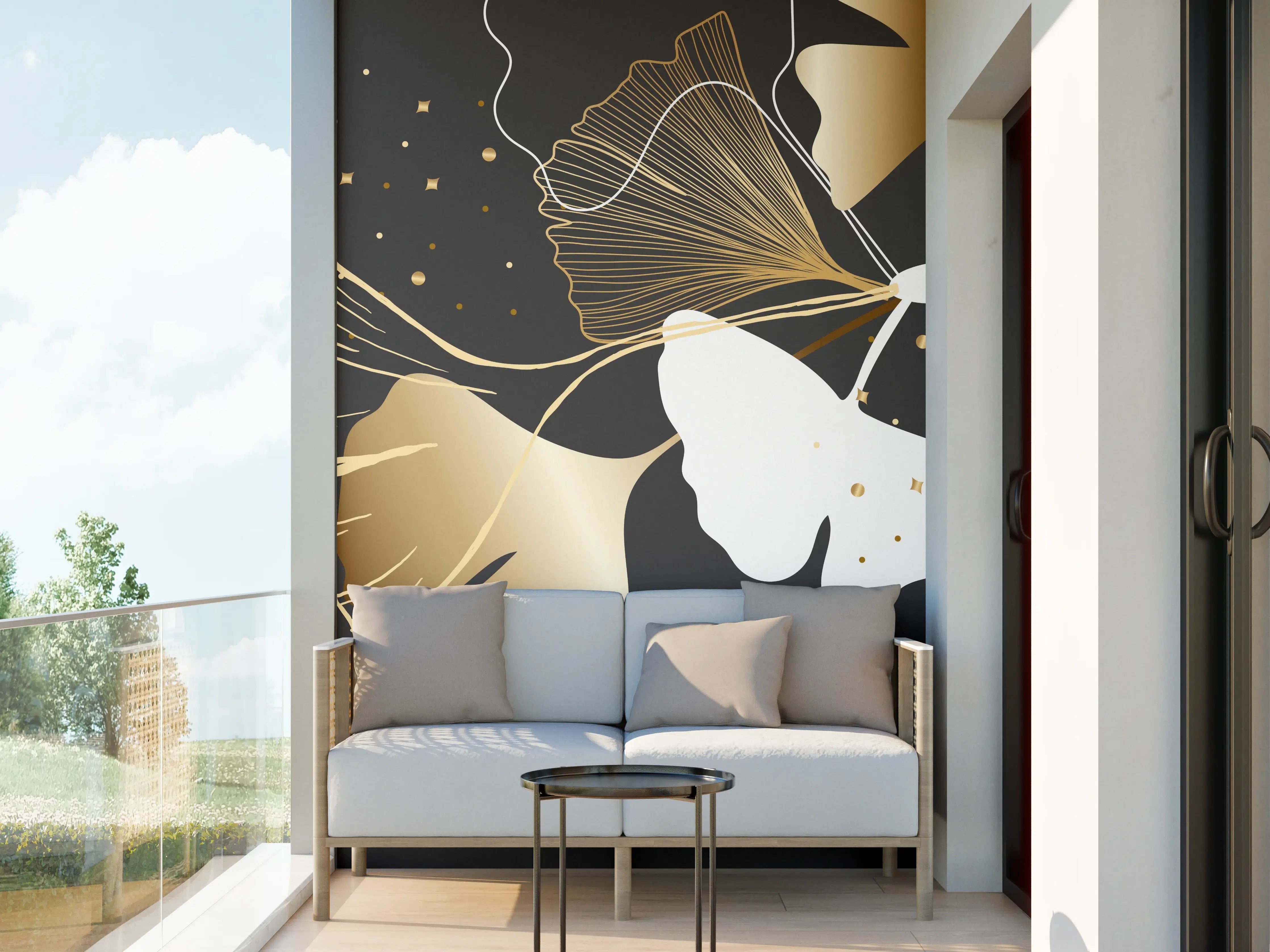 Wandverkleidung außen - Abstrakte Goldene Schmetterlinge