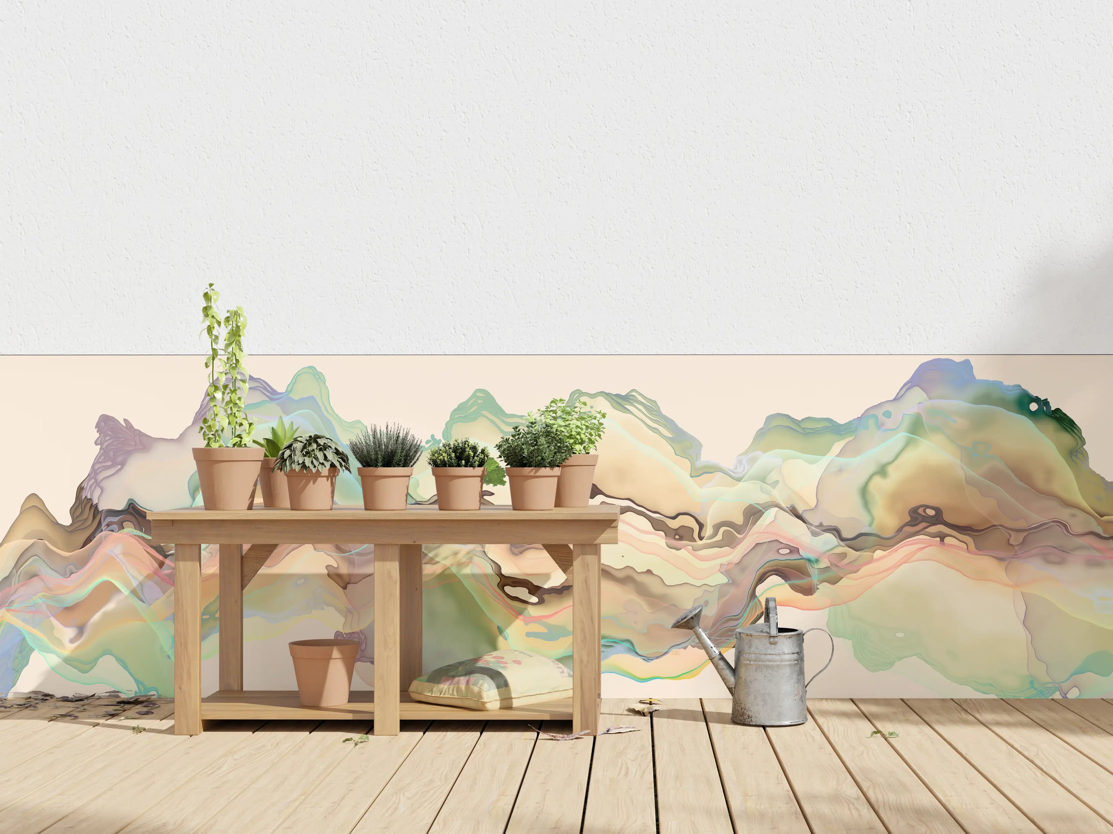 Wandverkleidung außen - Abstrakte Landschafts Illustration