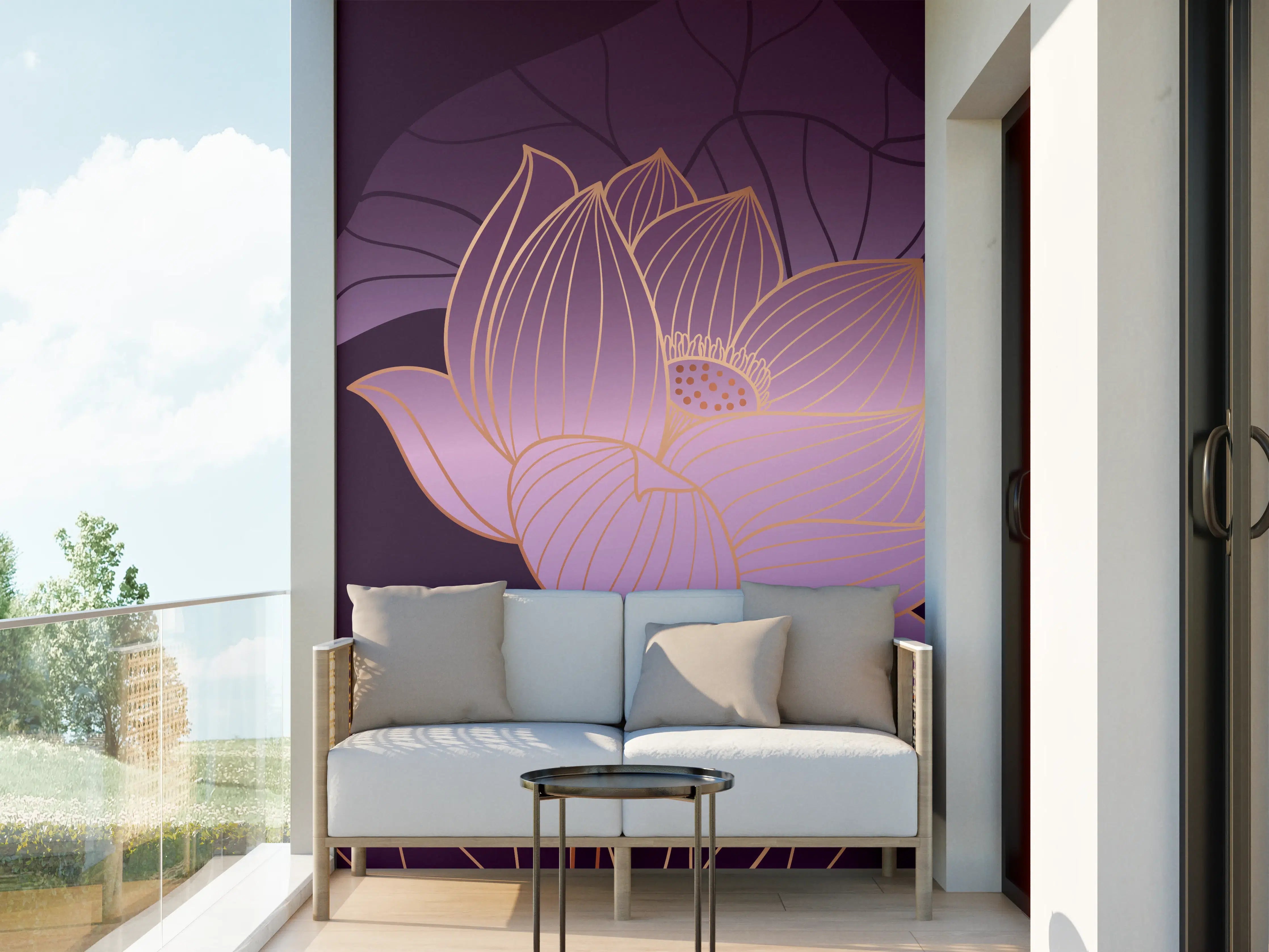Wandverkleidung außen - Abstrakte Lila Lotus Illustration