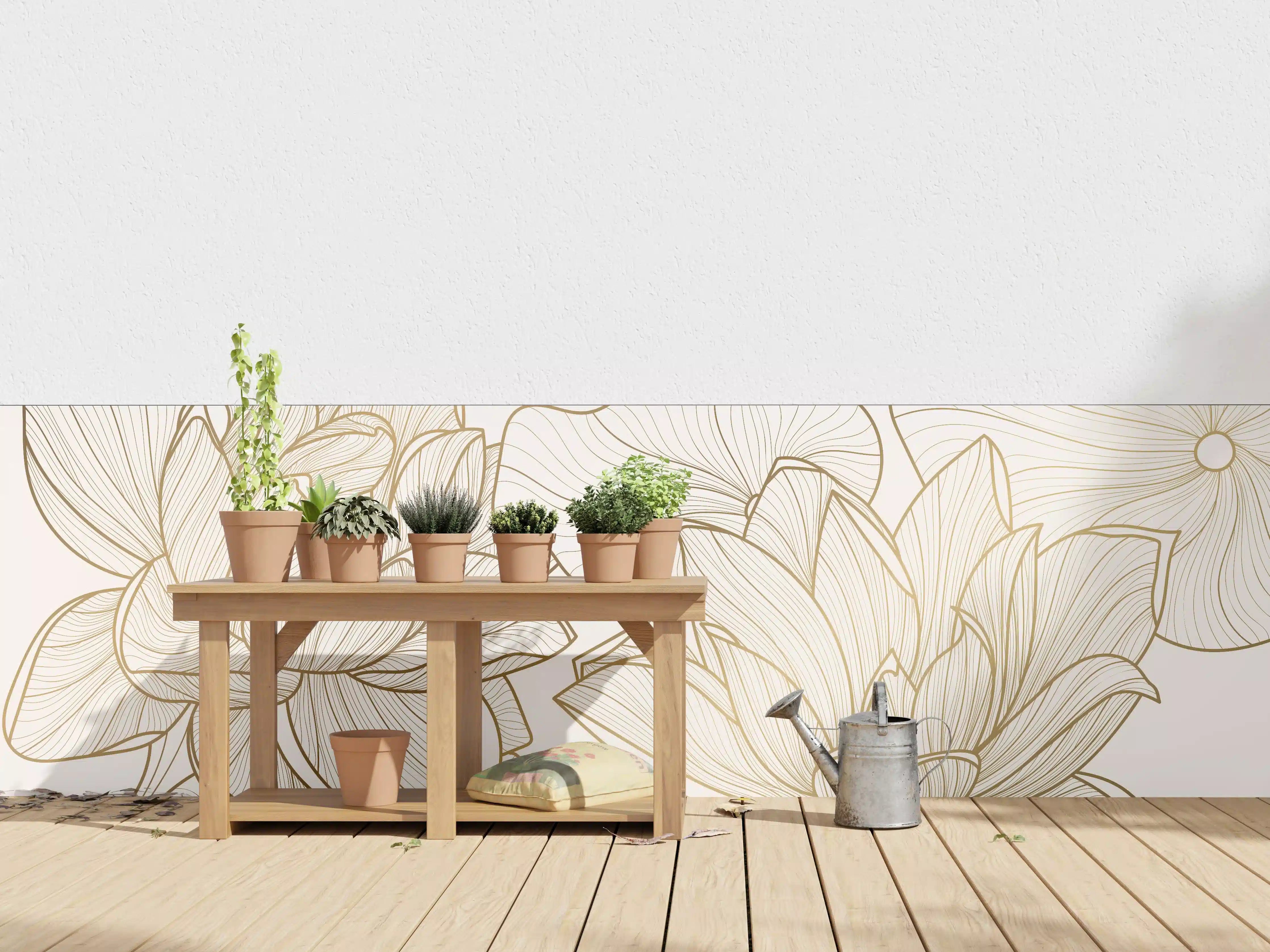 Wandverkleidung außen - Abstrakte Linien Blumenillustration