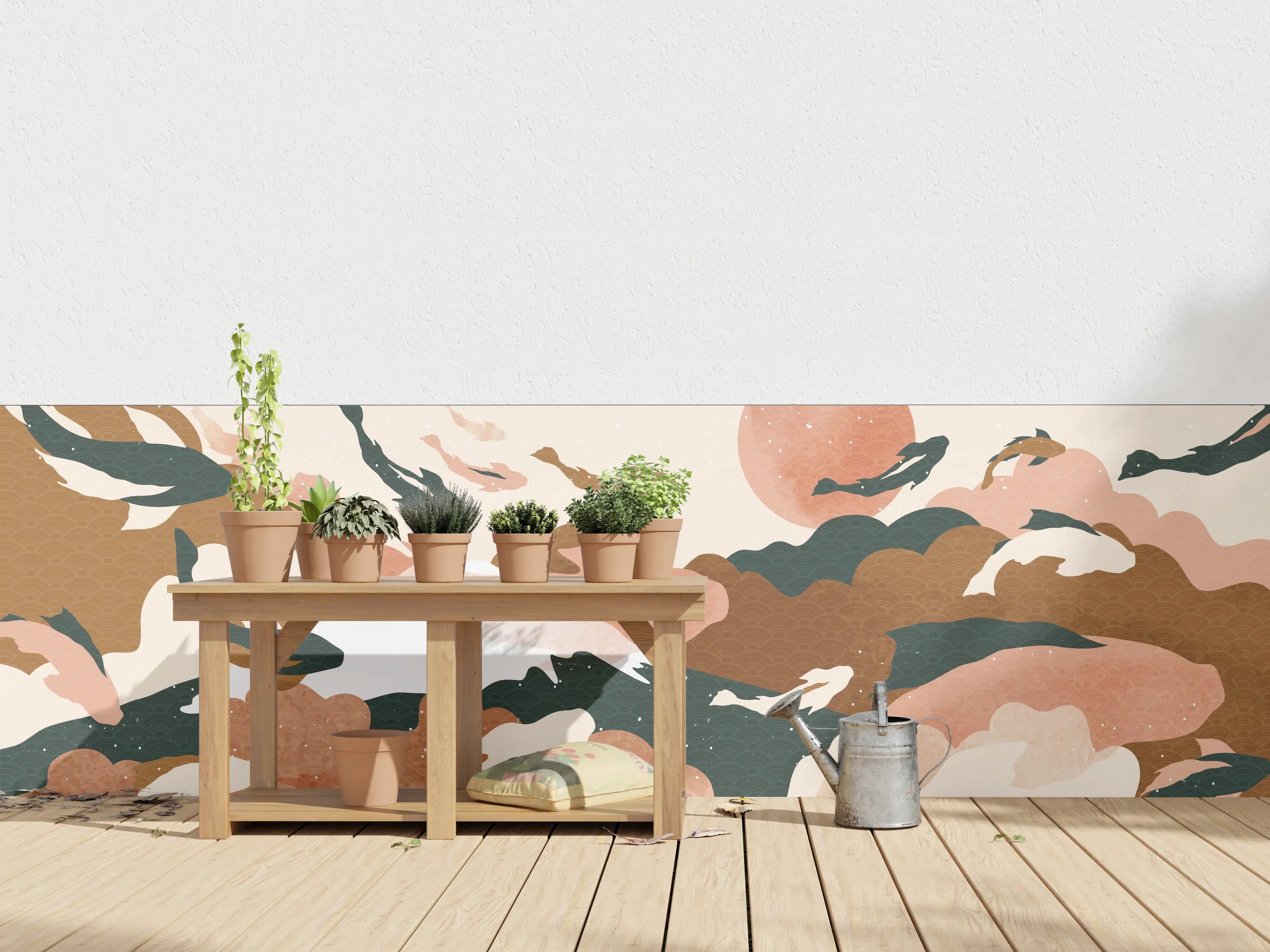 Wandverkleidung außen - Abstrakte Natur Pastelltöne