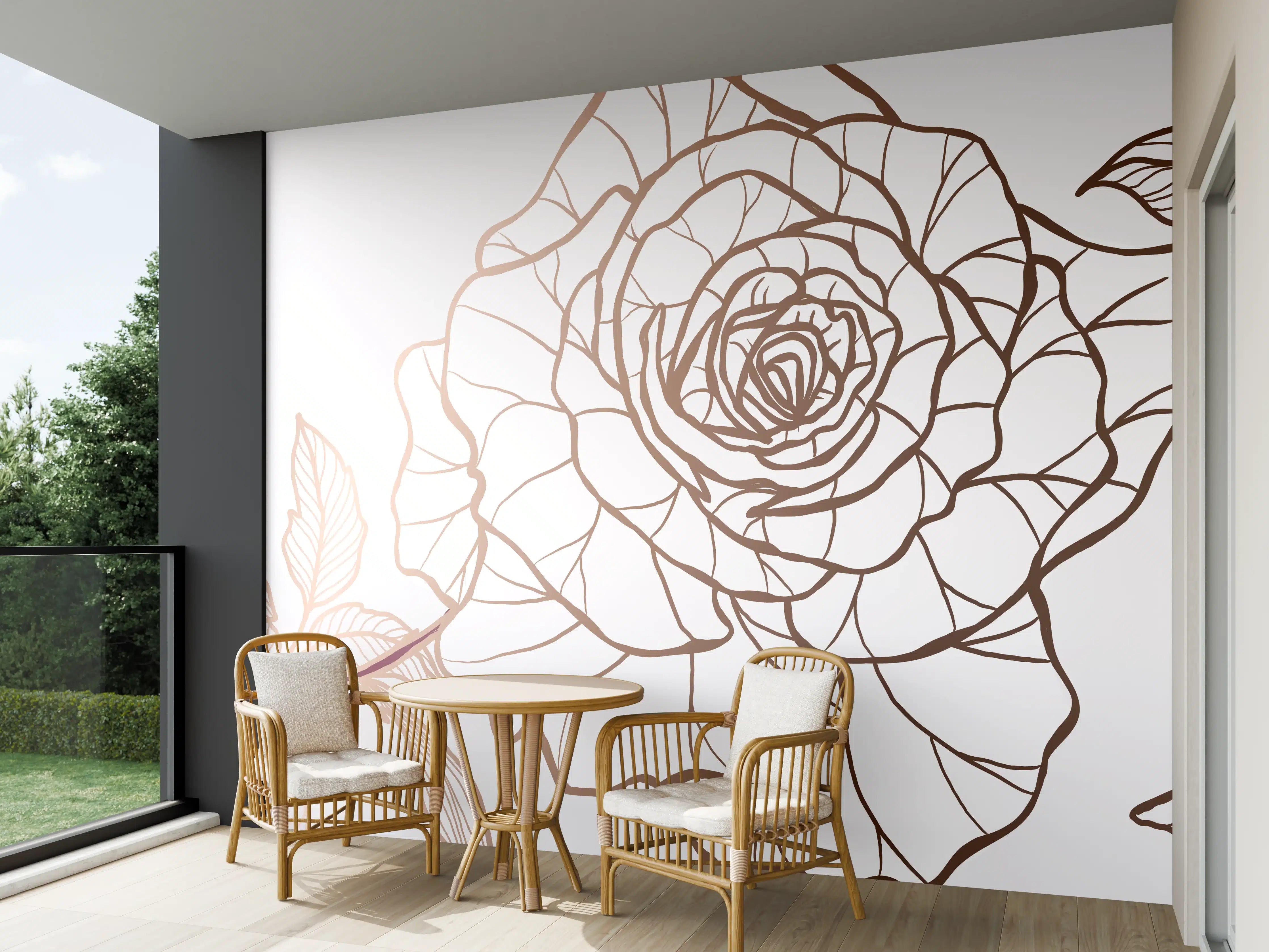 Wandverkleidung außen - Abstrakte Rose in Sepia-Tönen