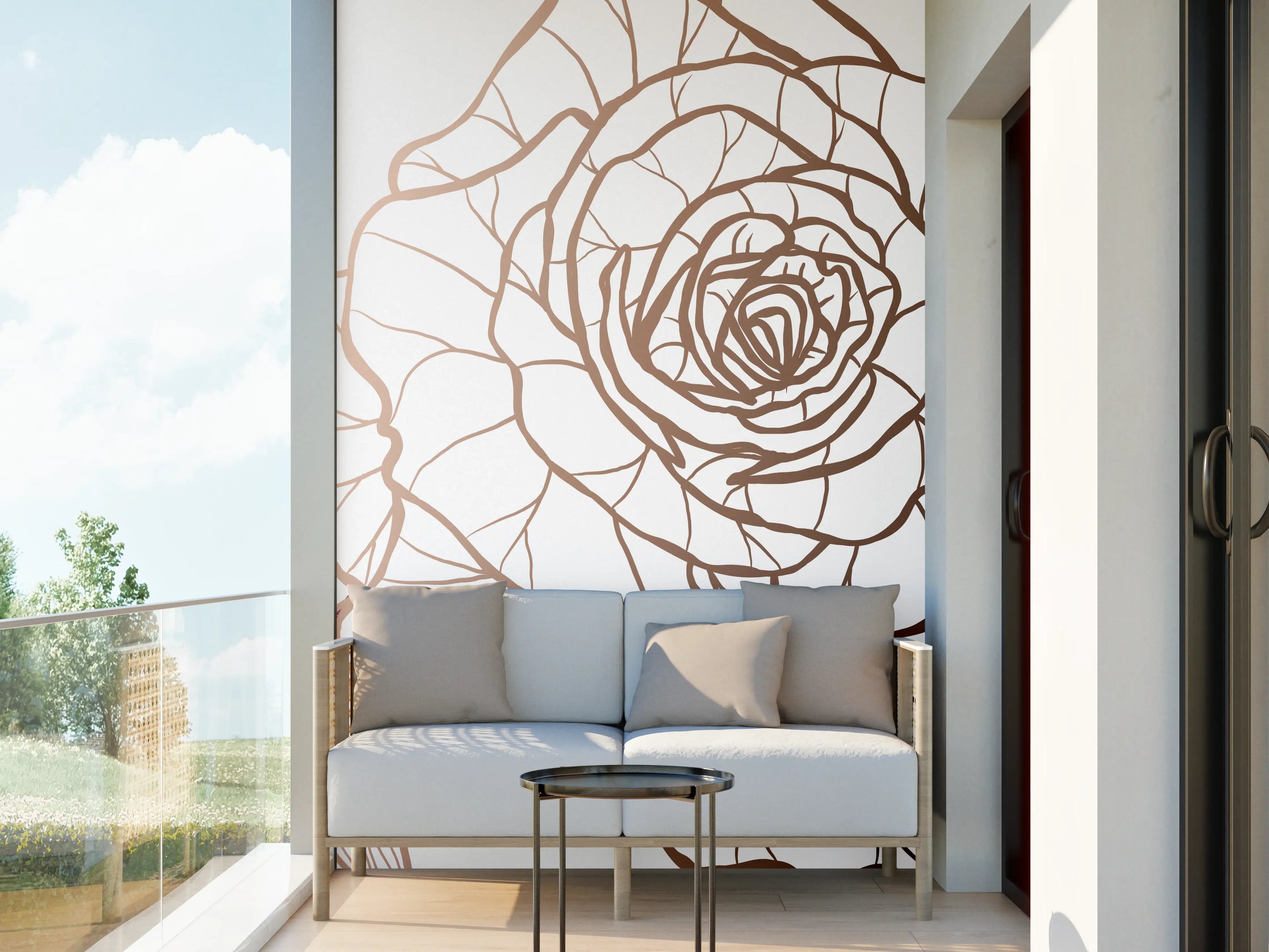 Wandverkleidung außen - Abstrakte Rose in Sepia-Tönen