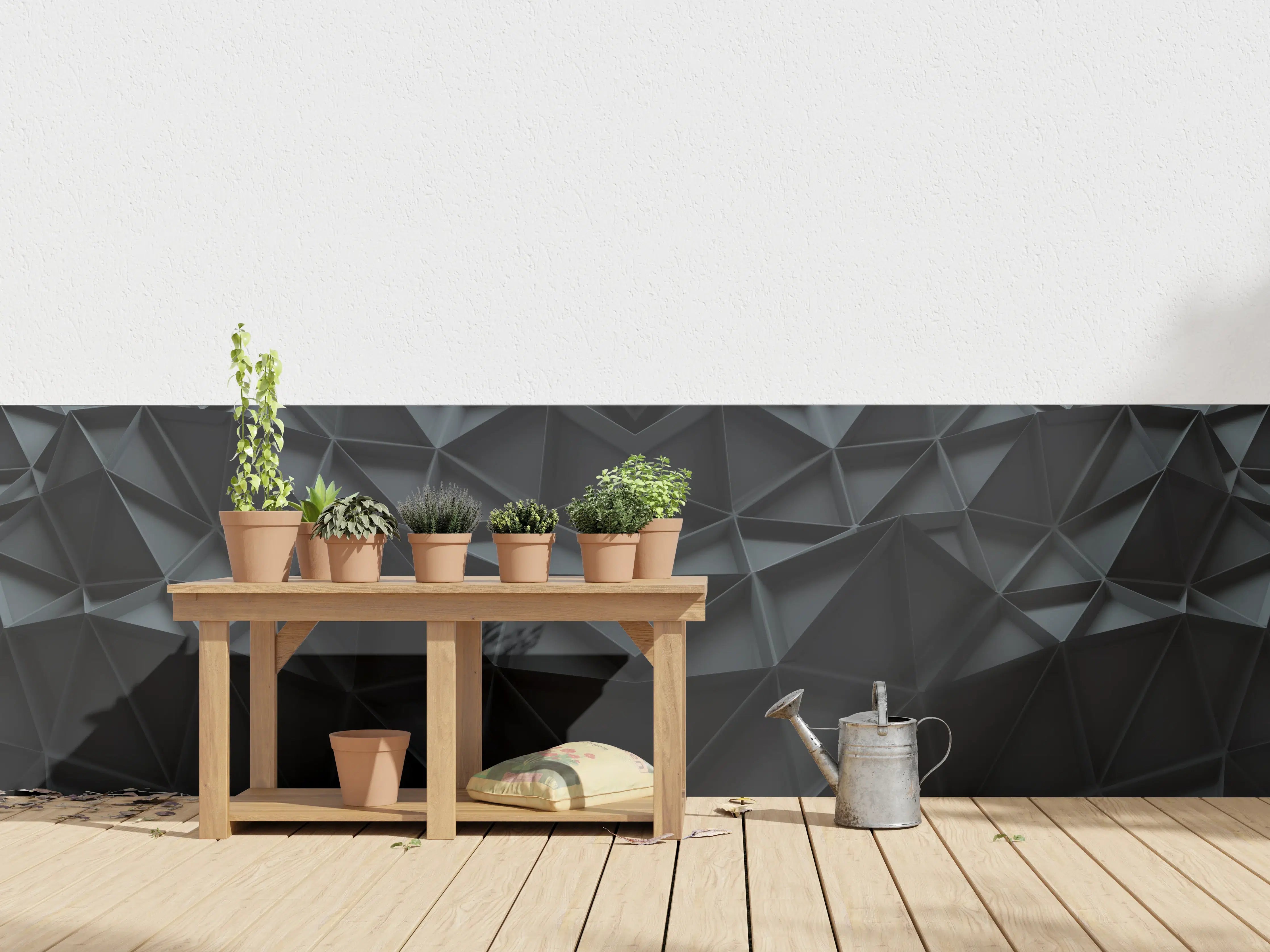 Wandverkleidung außen - Abstrakte Schwarz-Grau Geometrie