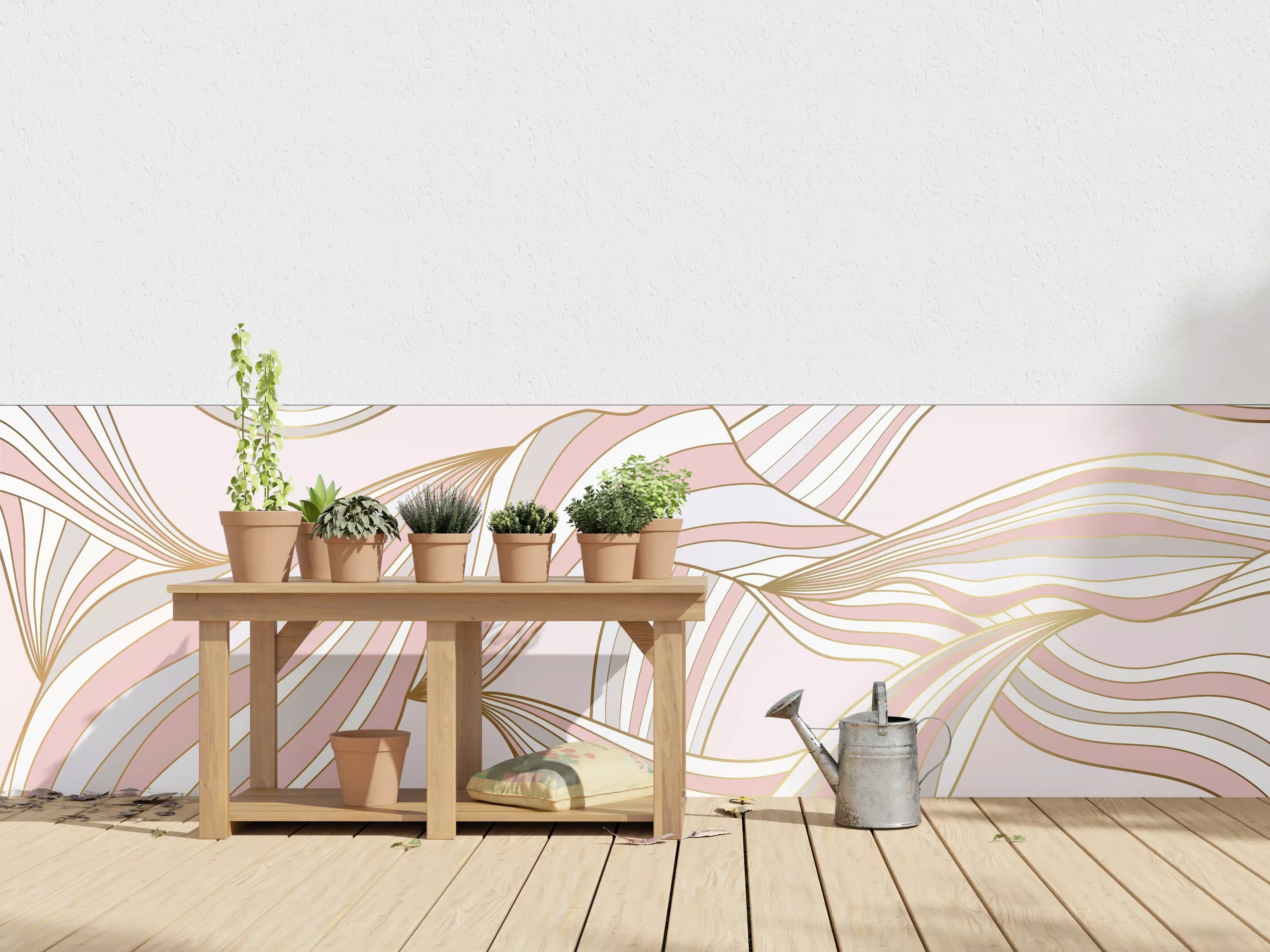 Wandverkleidung außen - Abstrakte Wogen Rosa Gold