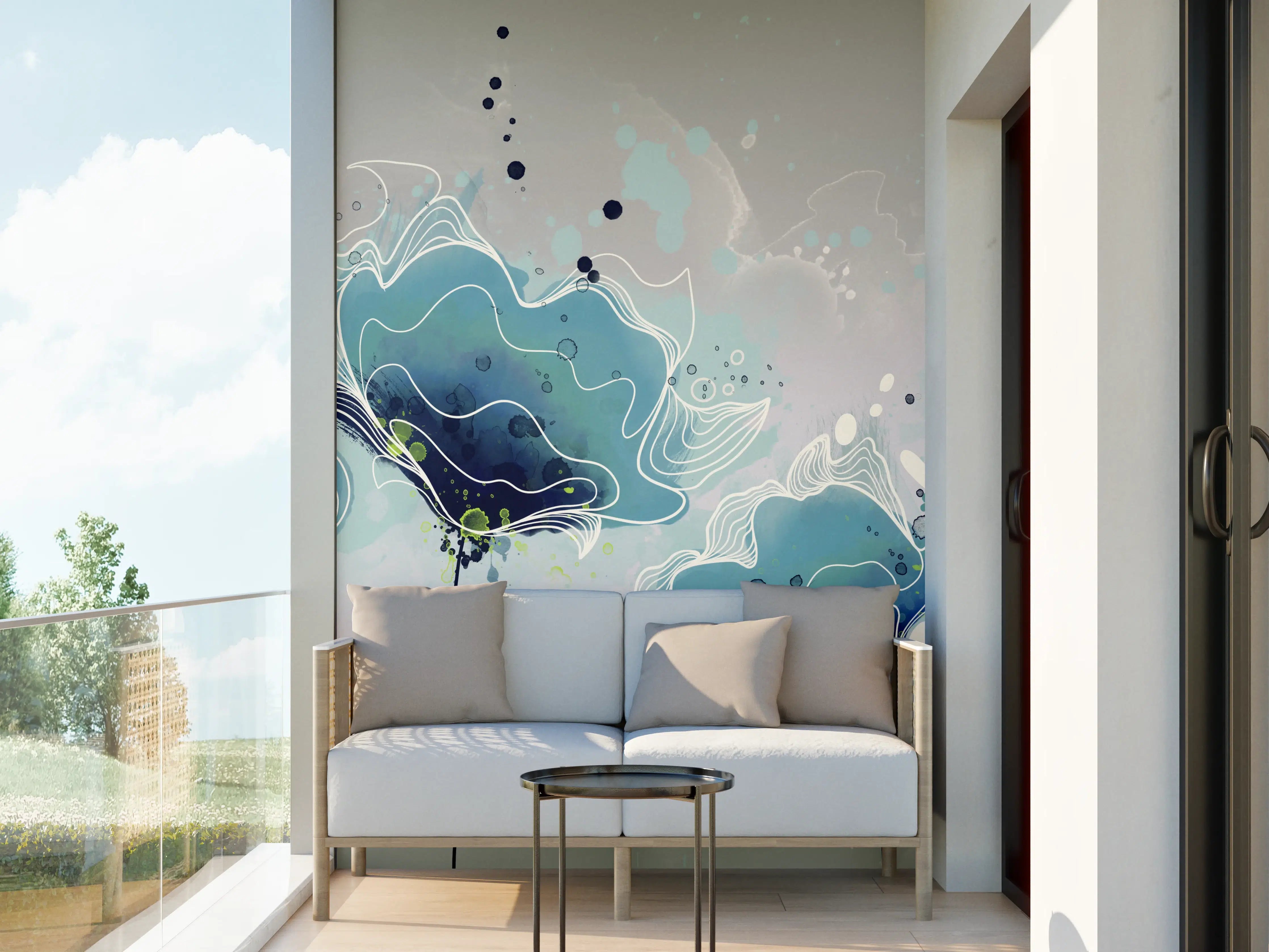 Wandverkleidung außen - Abstrakten blauen Aquarellblumen