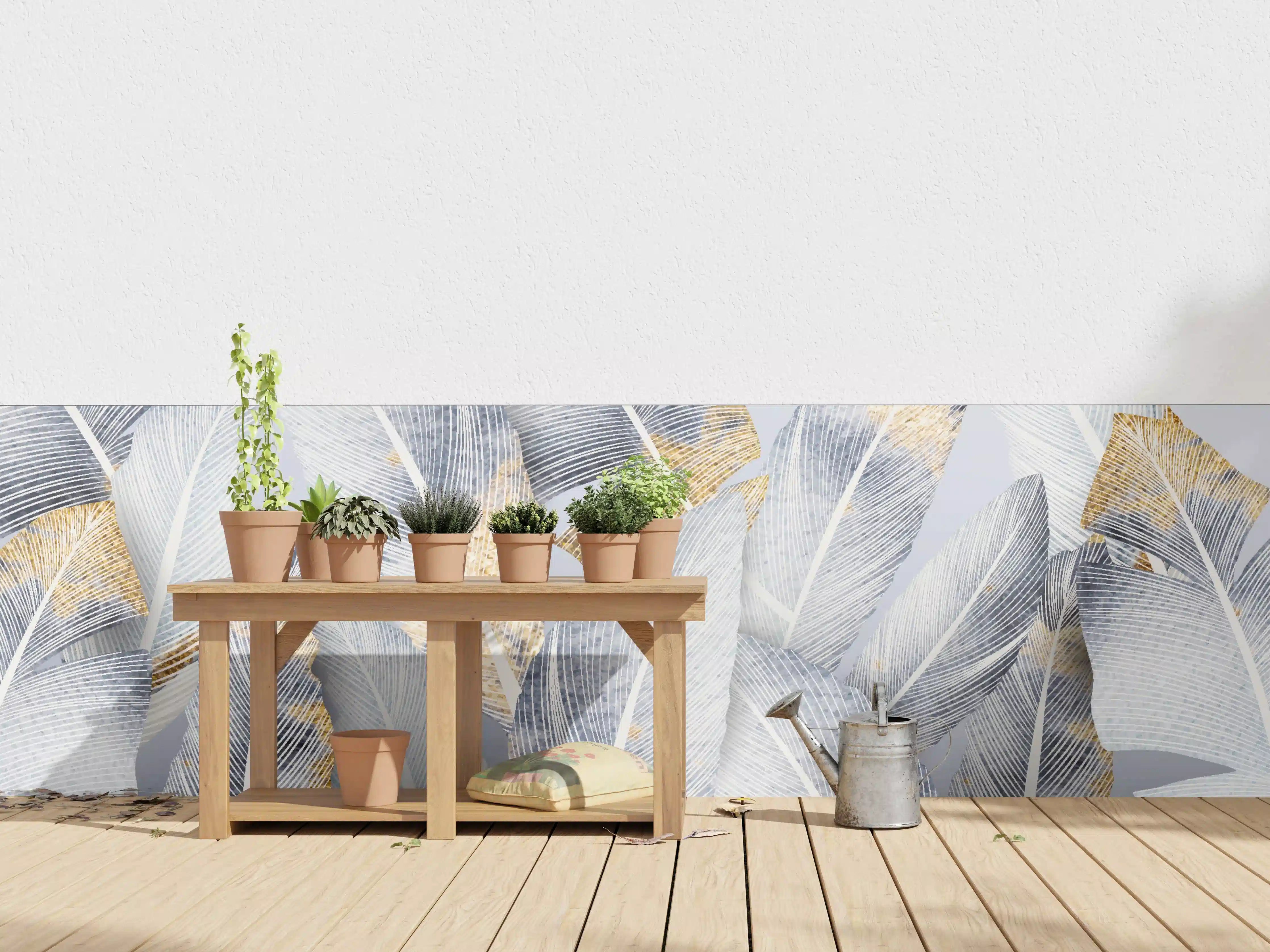 Wandverkleidung außen - Abstraktes Blattgold-Design