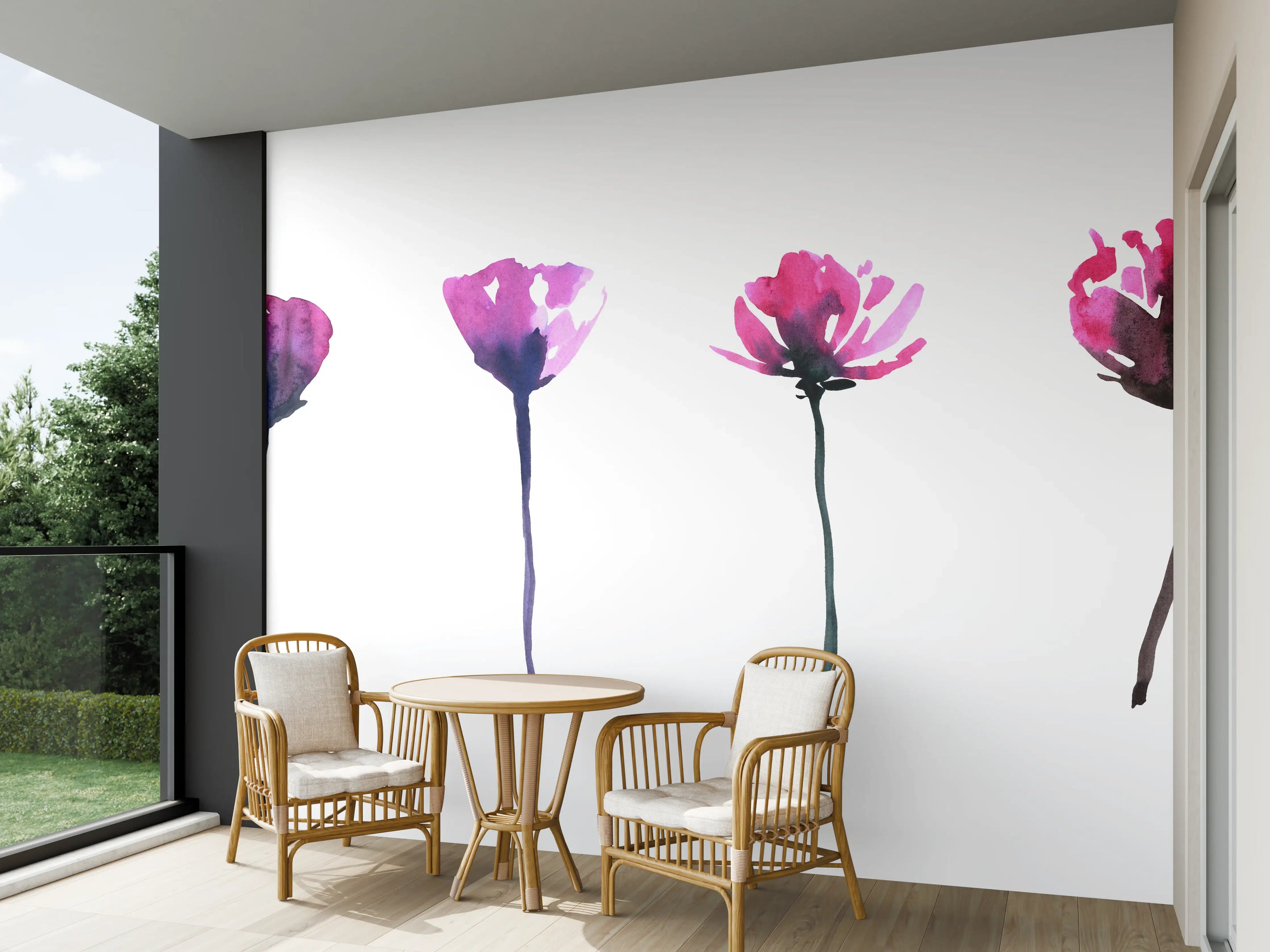 Wandverkleidung außen - Abstraktes modernes Blumenset