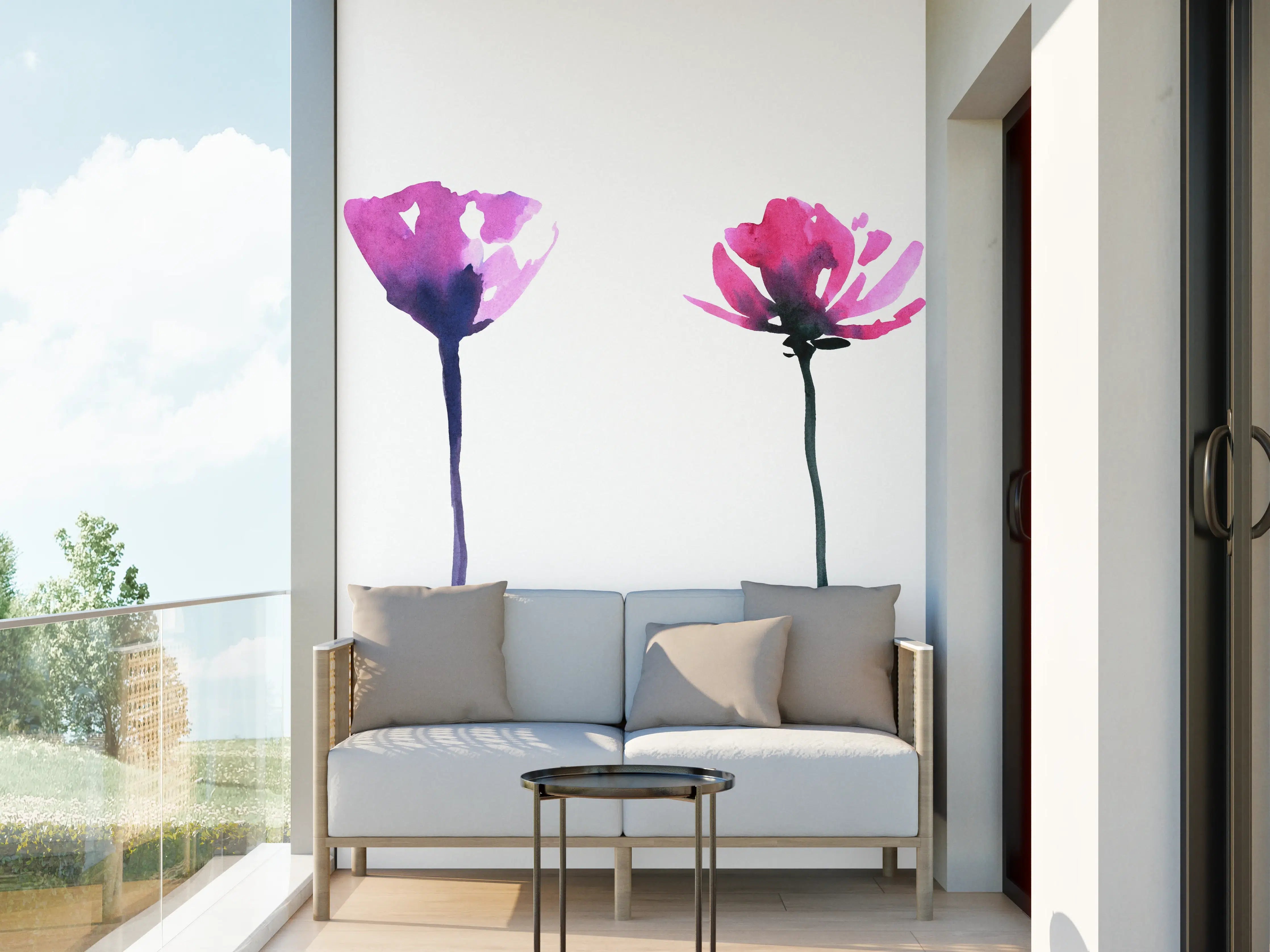 Wandverkleidung außen - Abstraktes modernes Blumenset