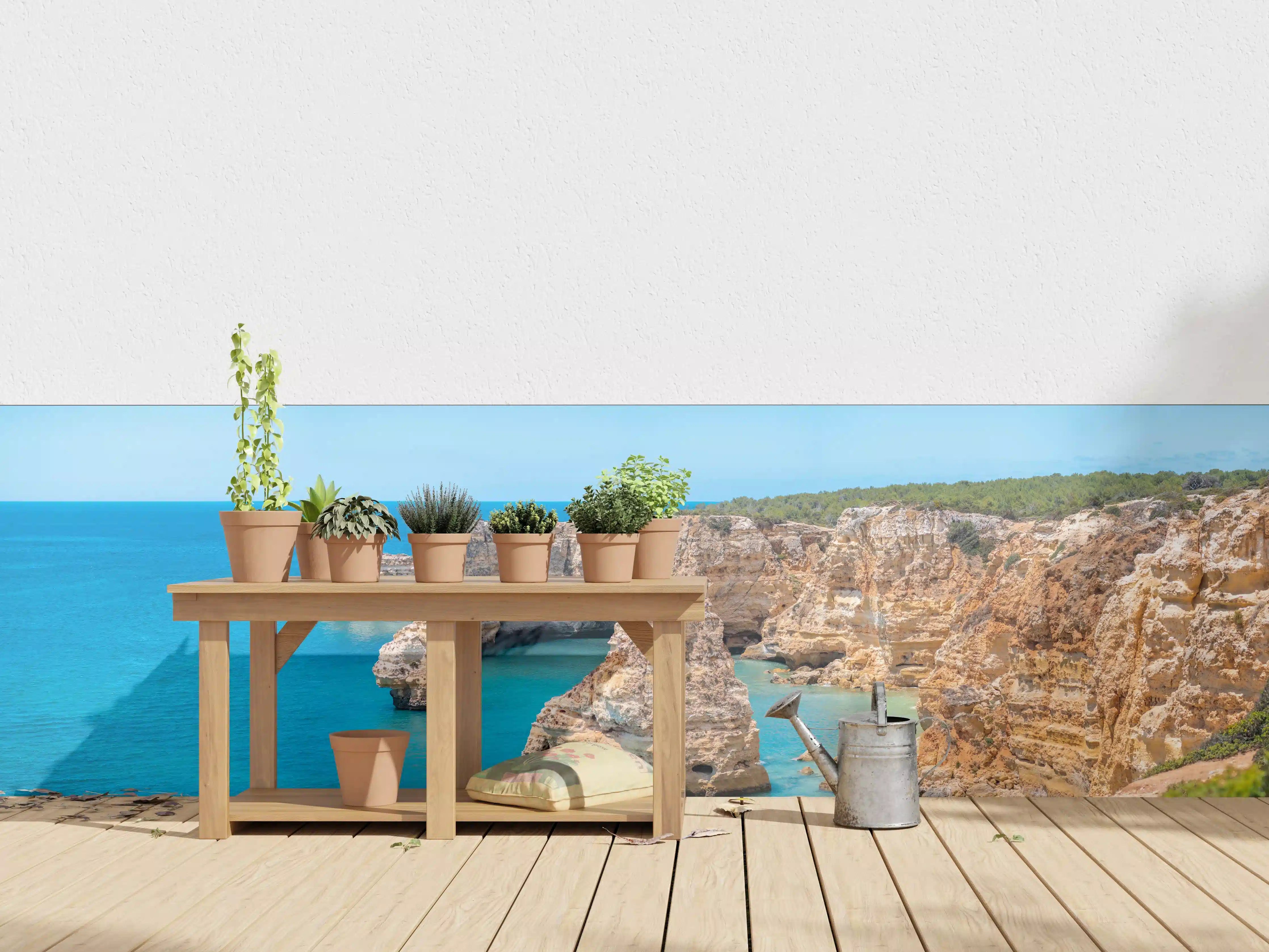 Wandverkleidung außen - Algarve-Klippen am türkisblauen Meer