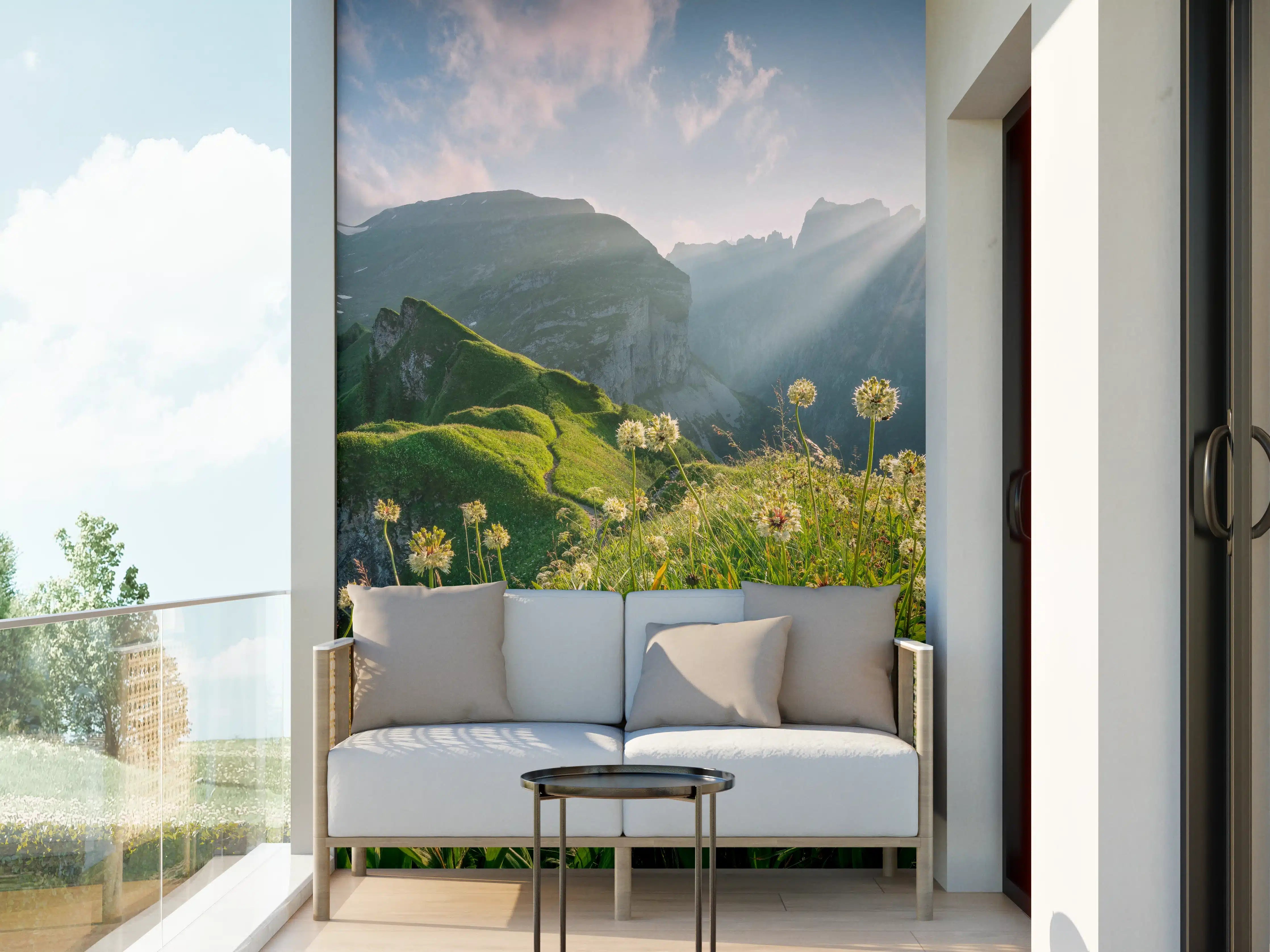 Wandverkleidung außen - Alpenwiesen im Sommerlicht