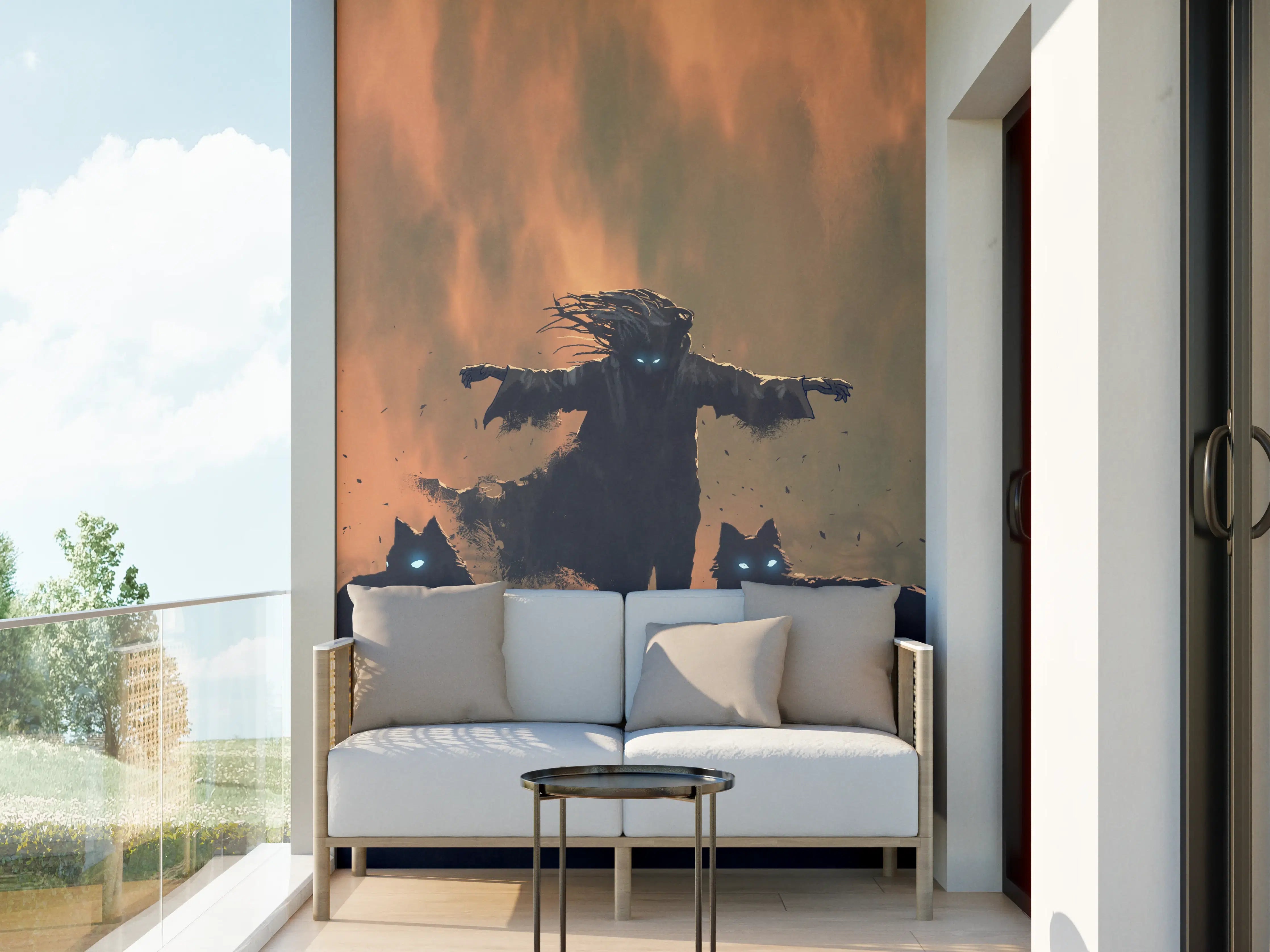 Wandverkleidung außen - Alpha-Wolf Silhouette Dämmerung