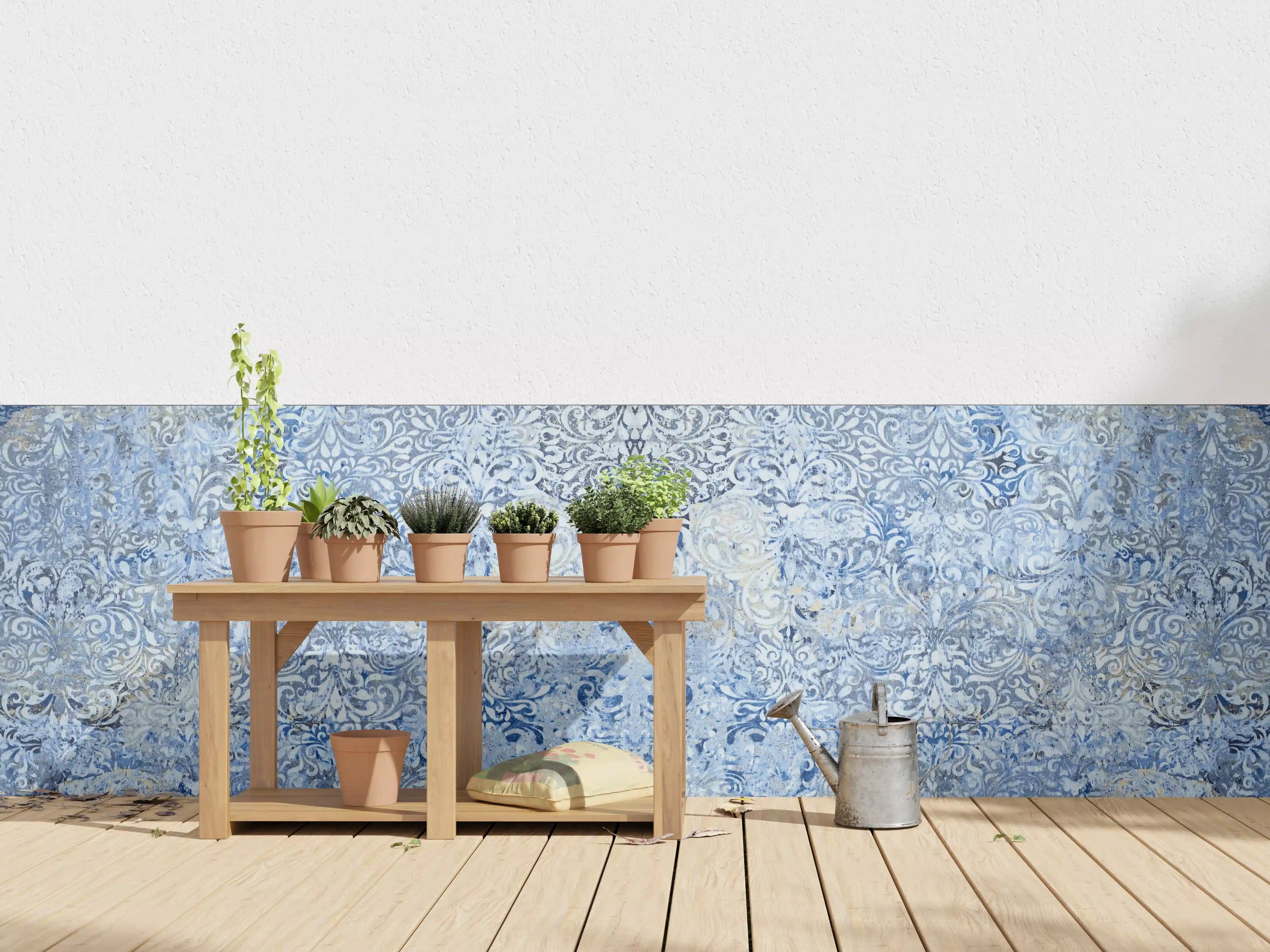 Wandverkleidung außen - Alt blau graues vintage Fliesenmuster